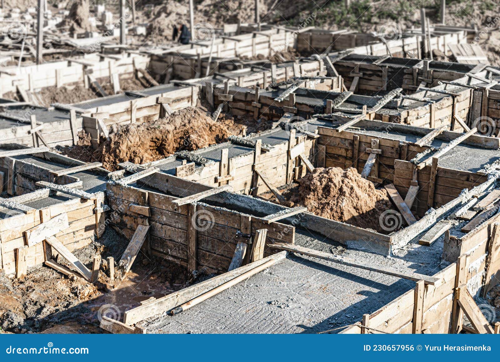 Strip Foundations with Formwork during the Construction of a House