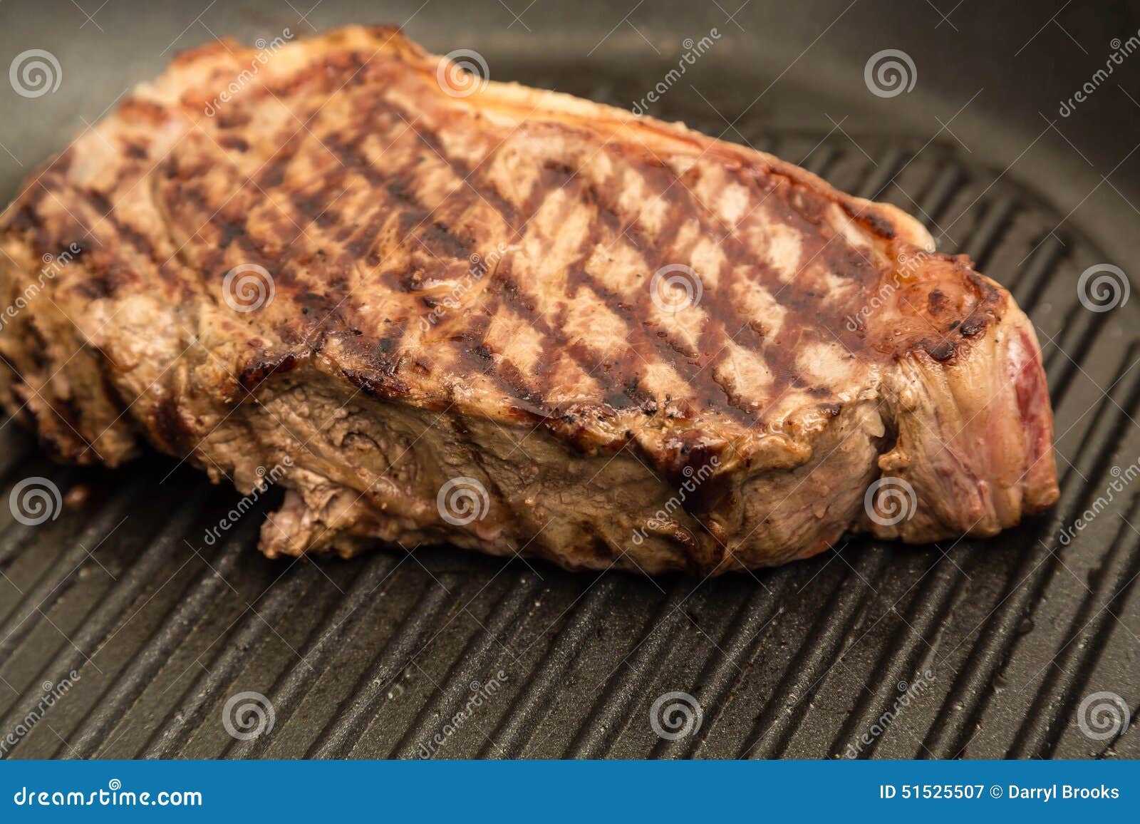 Strip Steak Grilling in Pan Stock Image Image of beef, grilled 51525507