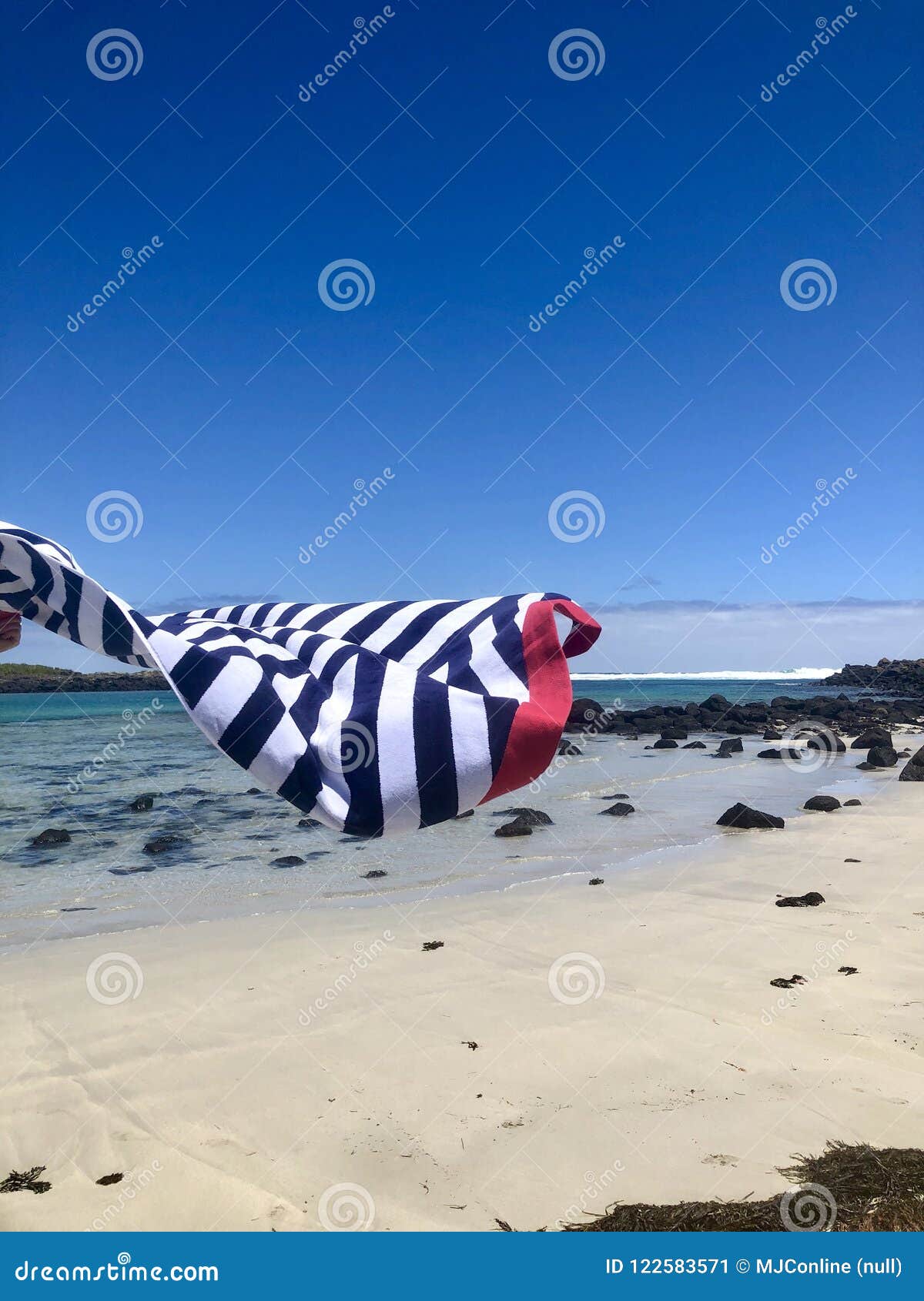 Stripe Towel on the Beach in Summer Stock Image - Image of ocean, surf ...