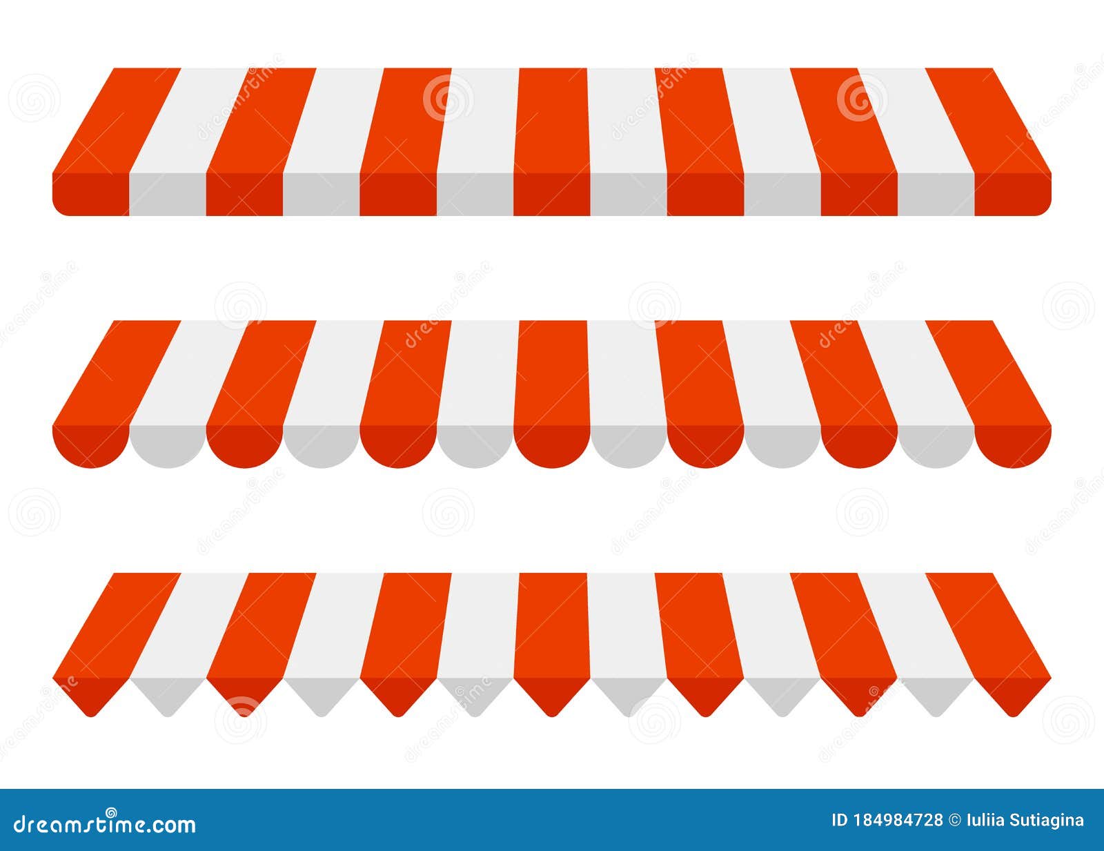 Download Striped Awning Set, Red And White Sunshade Mockup. Canopy For Shops, Stores, Hotels, Cafes And ...