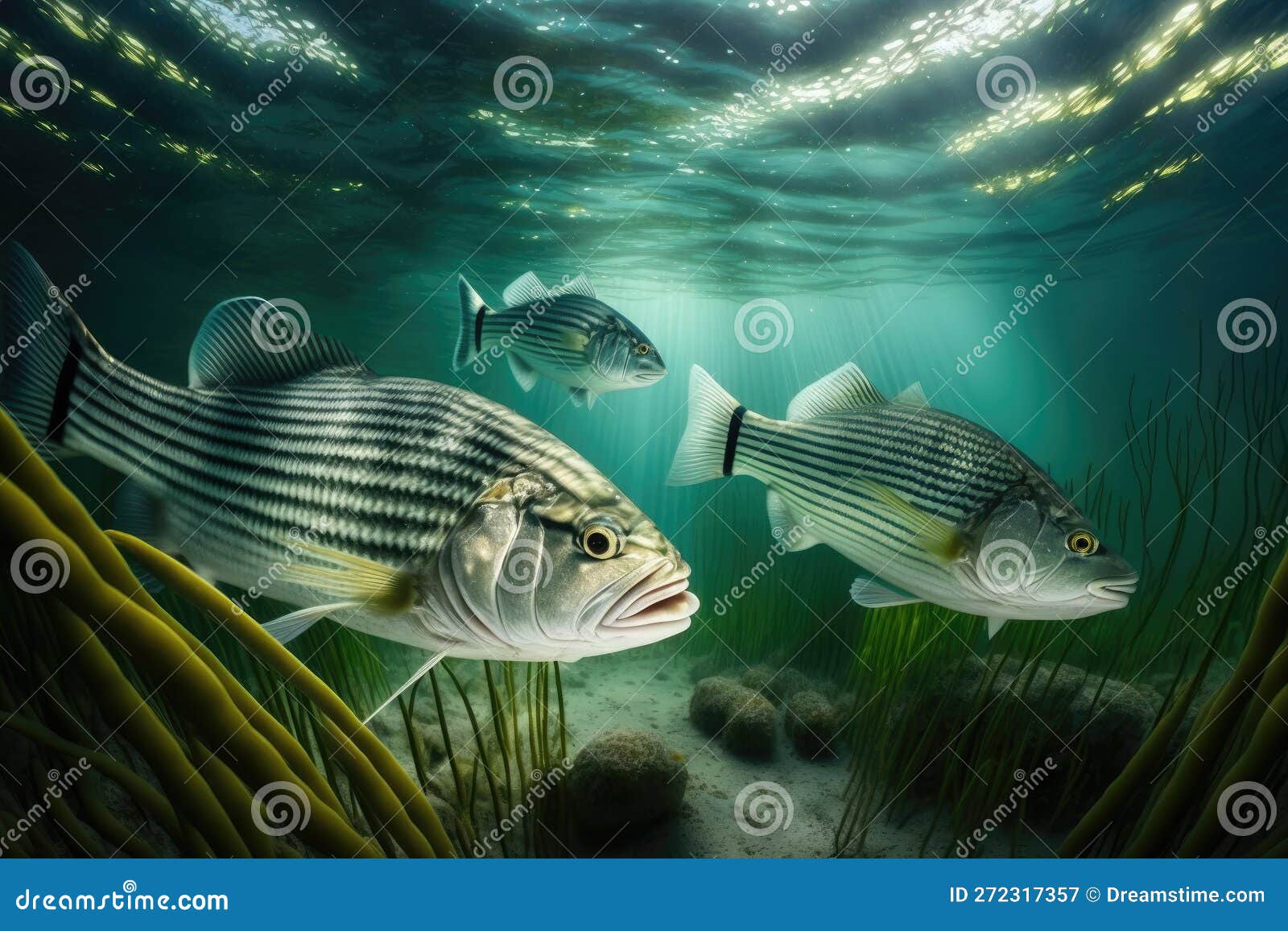Striped Bass Fish Underwater Lush Nature by Generative AI Stock  Illustration - Illustration of aquatic, biodiversity: 272317357