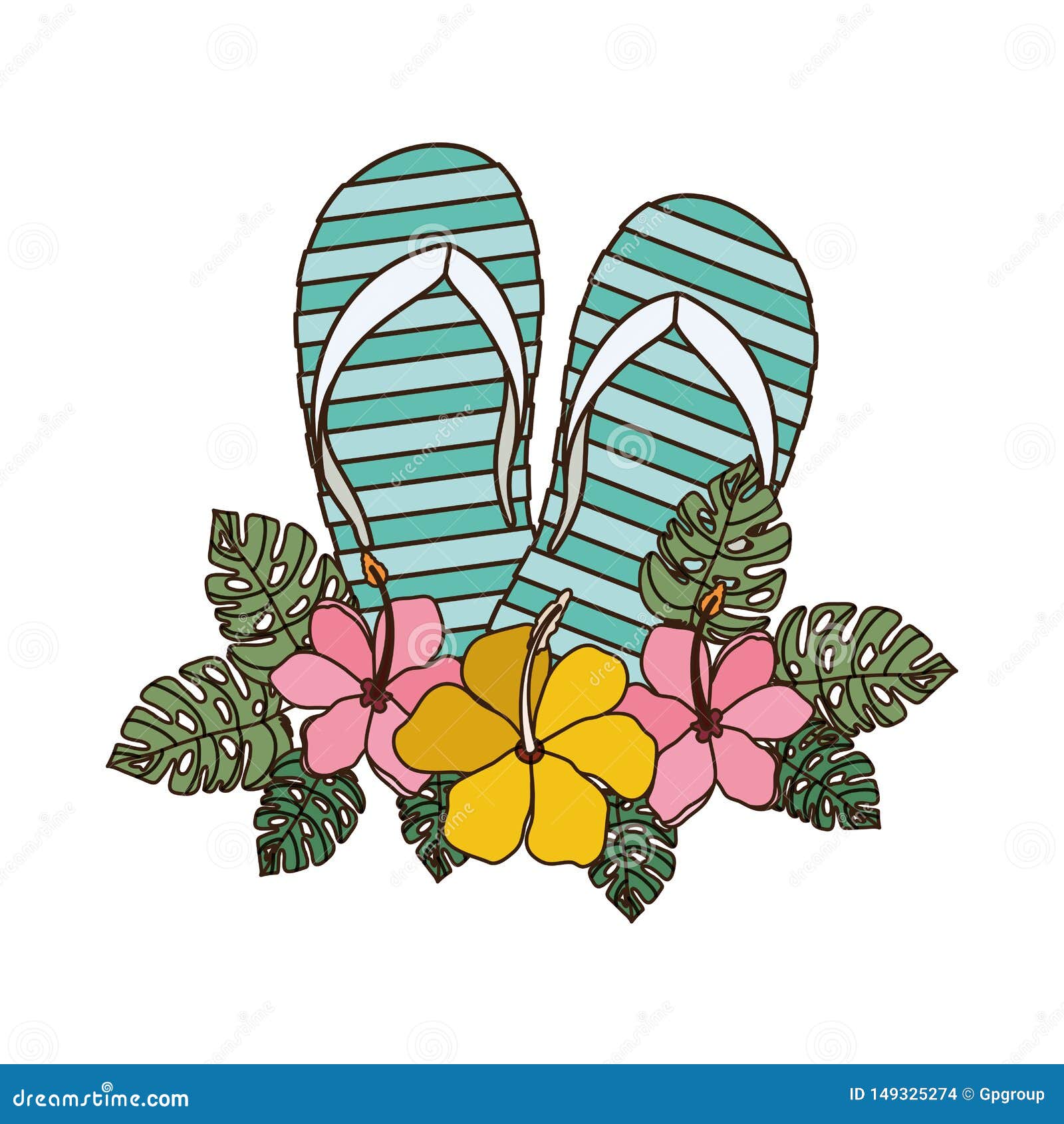 Striped Beach Sandals on White Background Stock Vector - Illustration ...