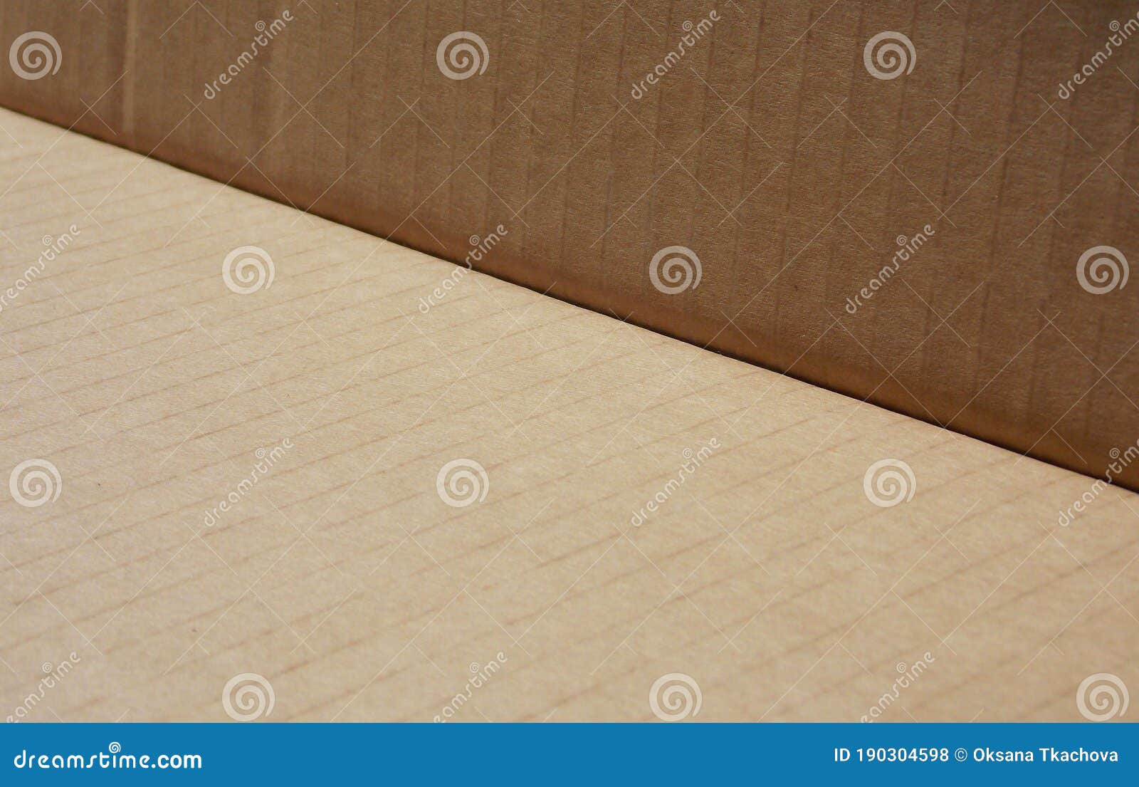 Striped Cardboard Corner with Perspective. Brown Recycled Packaging