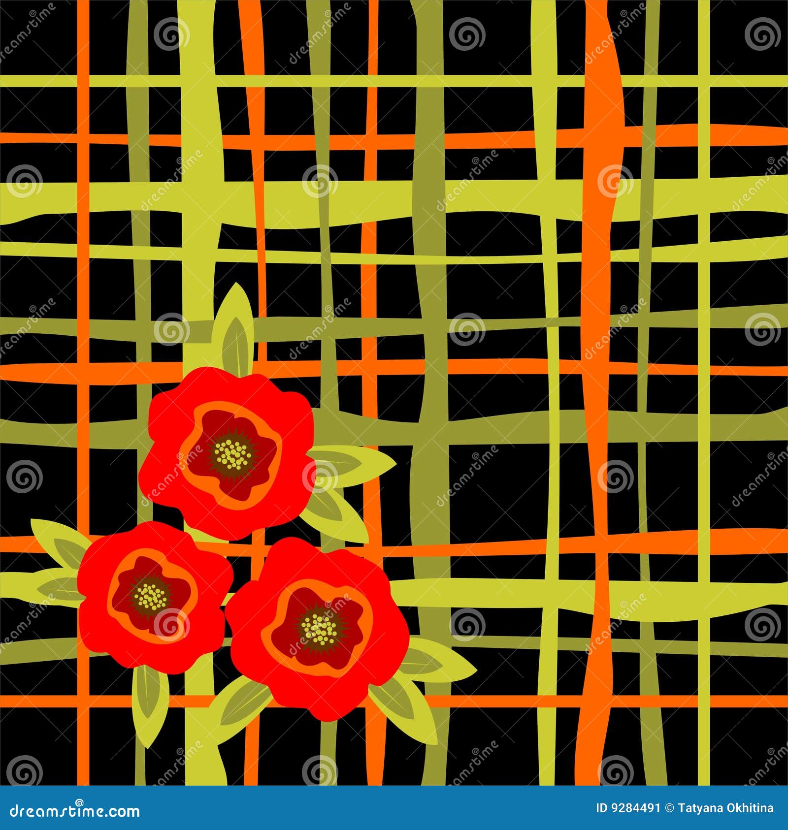 Striped floral background stock vector. Illustration of flower 9284491