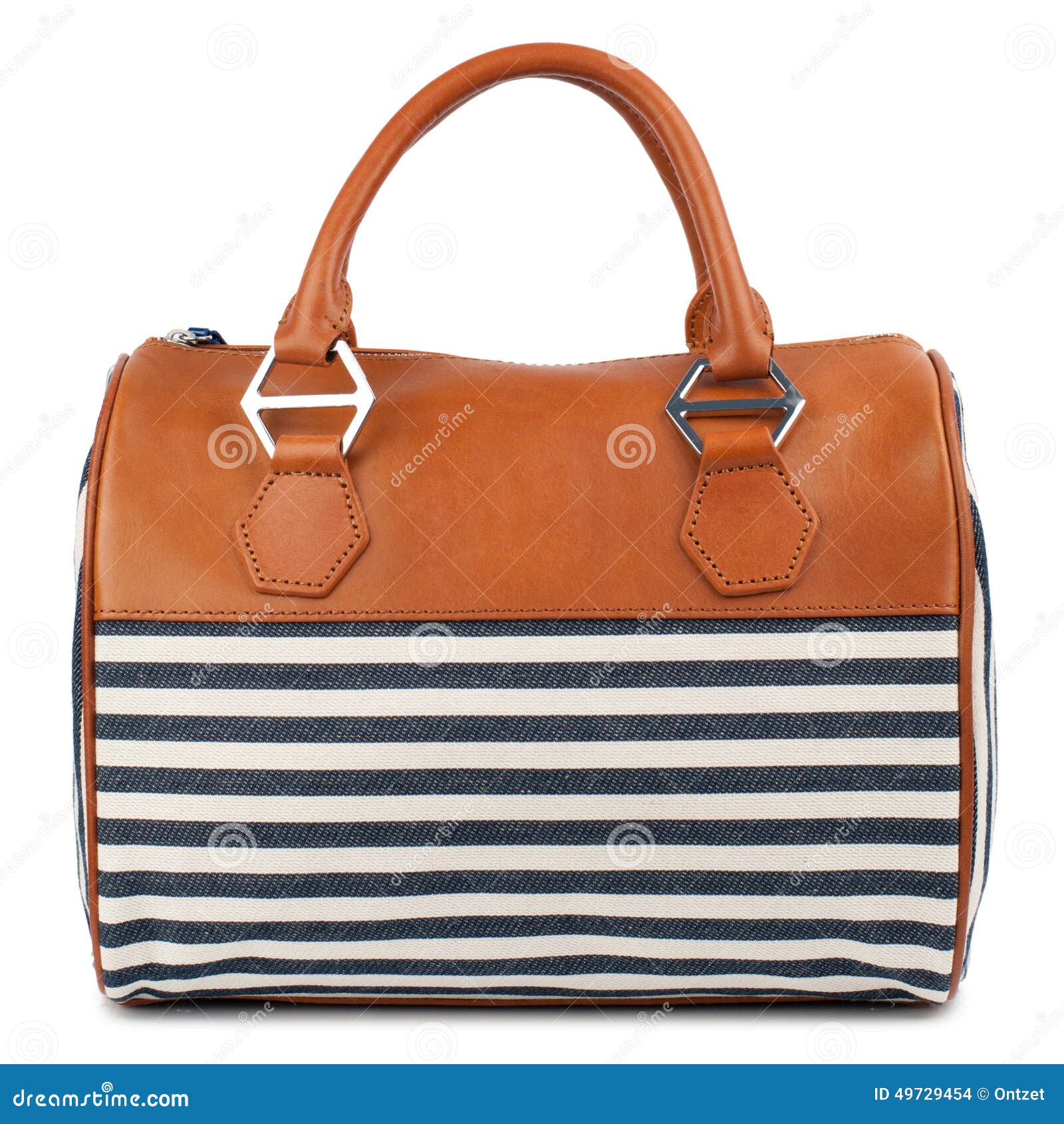 striped handbag  on white background.