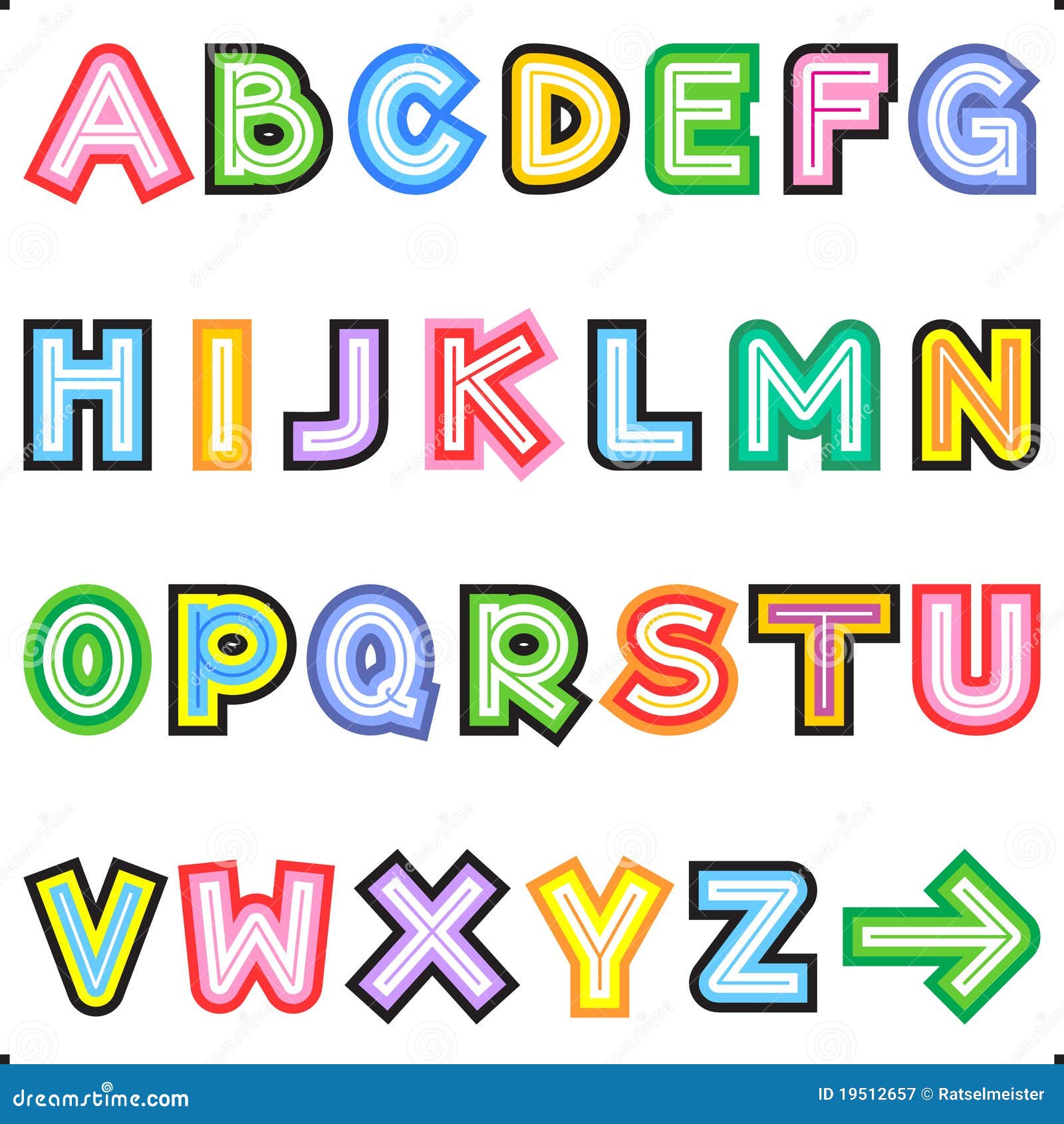Striped Letters Alphabet Set Royalty Free Stock Photography - Image