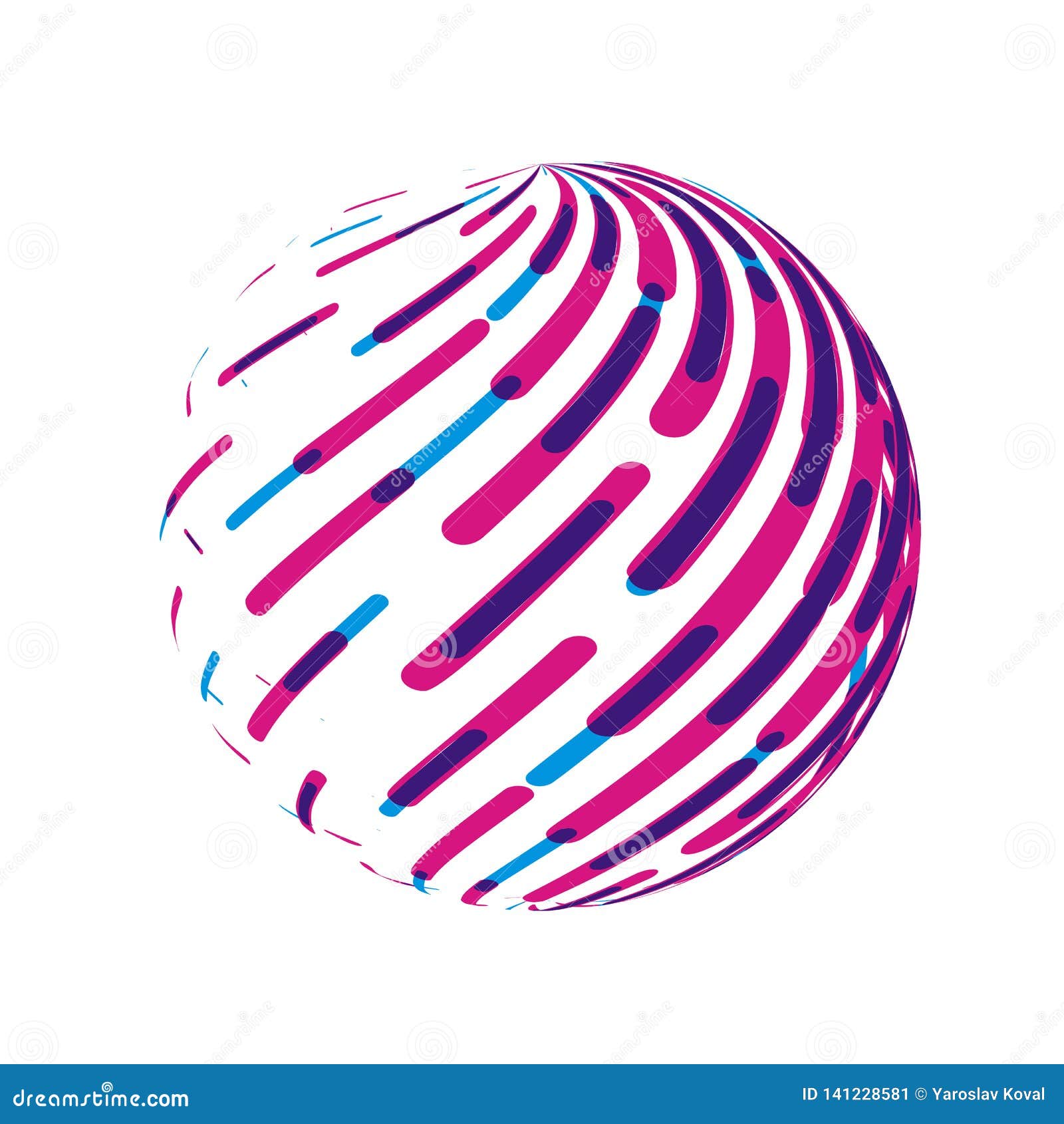 Striped Globe Round Abstract Circle Vector Sign Stock Illustration
