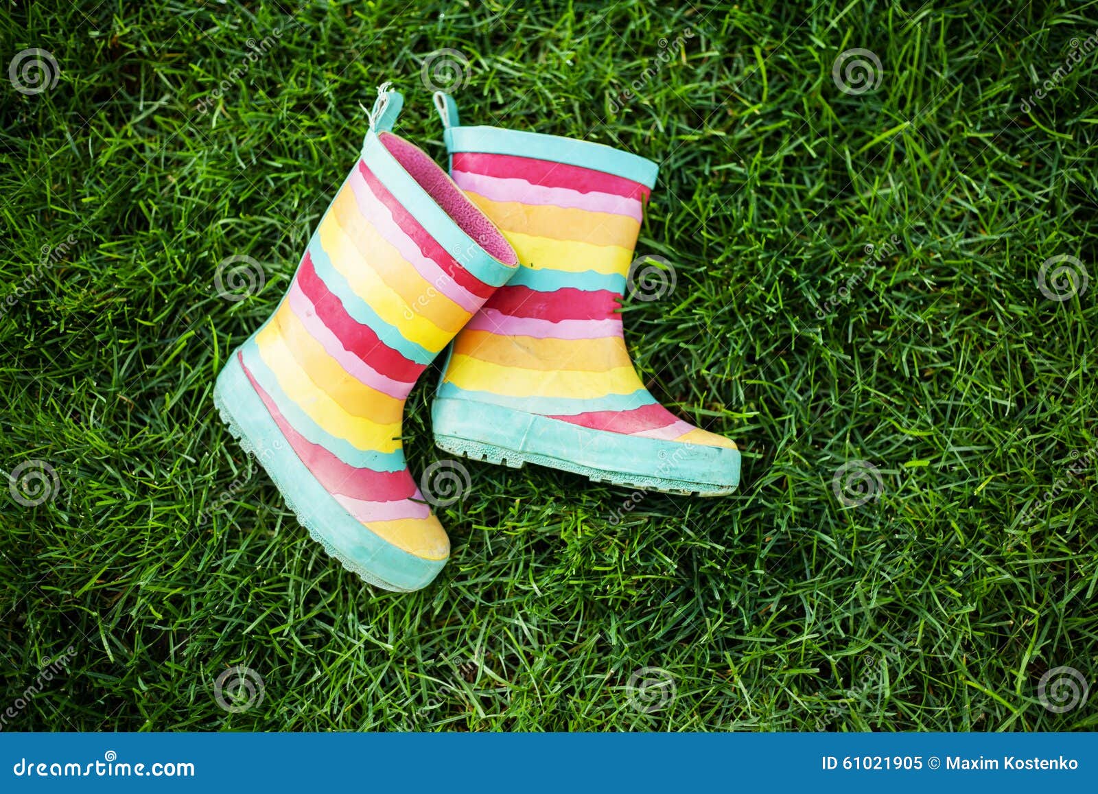striped rain boots