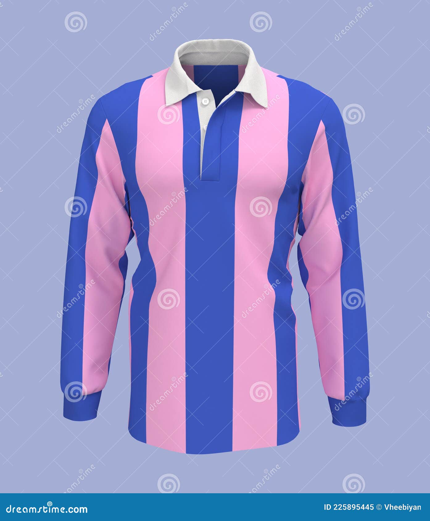 Striped Rugby Shirt Mockup, Front View Stock Illustration ...