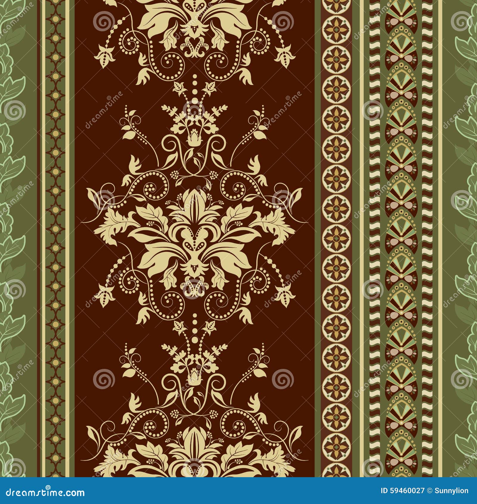 Striped Seamless Pattern. Damask Background Stock Vector Illustration