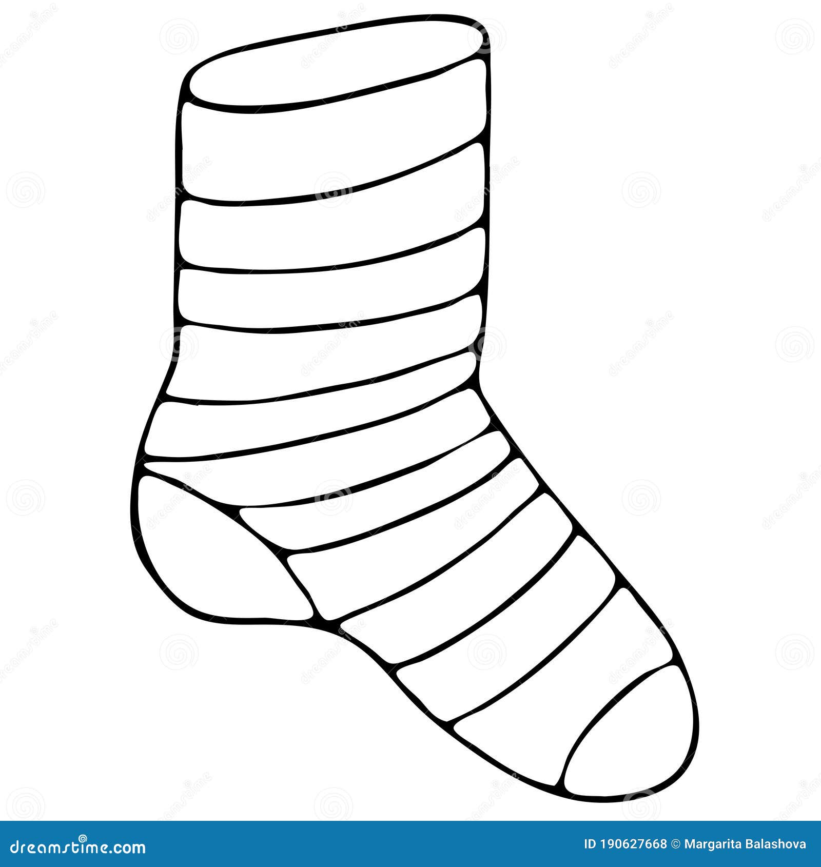Striped Warm Sock, Vector Element, Doodles, Coloring Book Stock Vector ...
