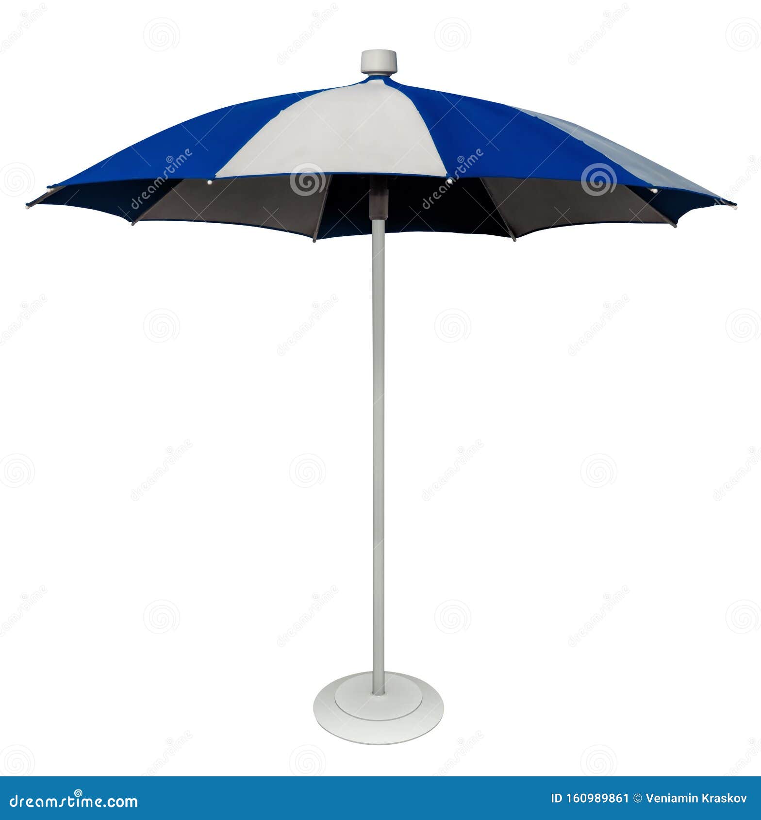 Striped Whiteblue Umbrella Stock Image Image of isolated, coast