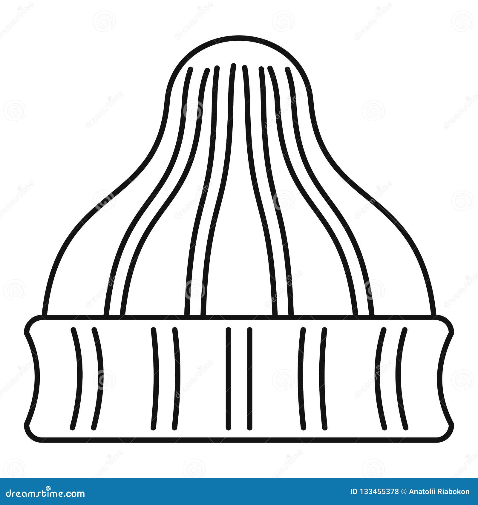 Striped Winter Beanie Icon, Outline Style Stock Vector - Illustration