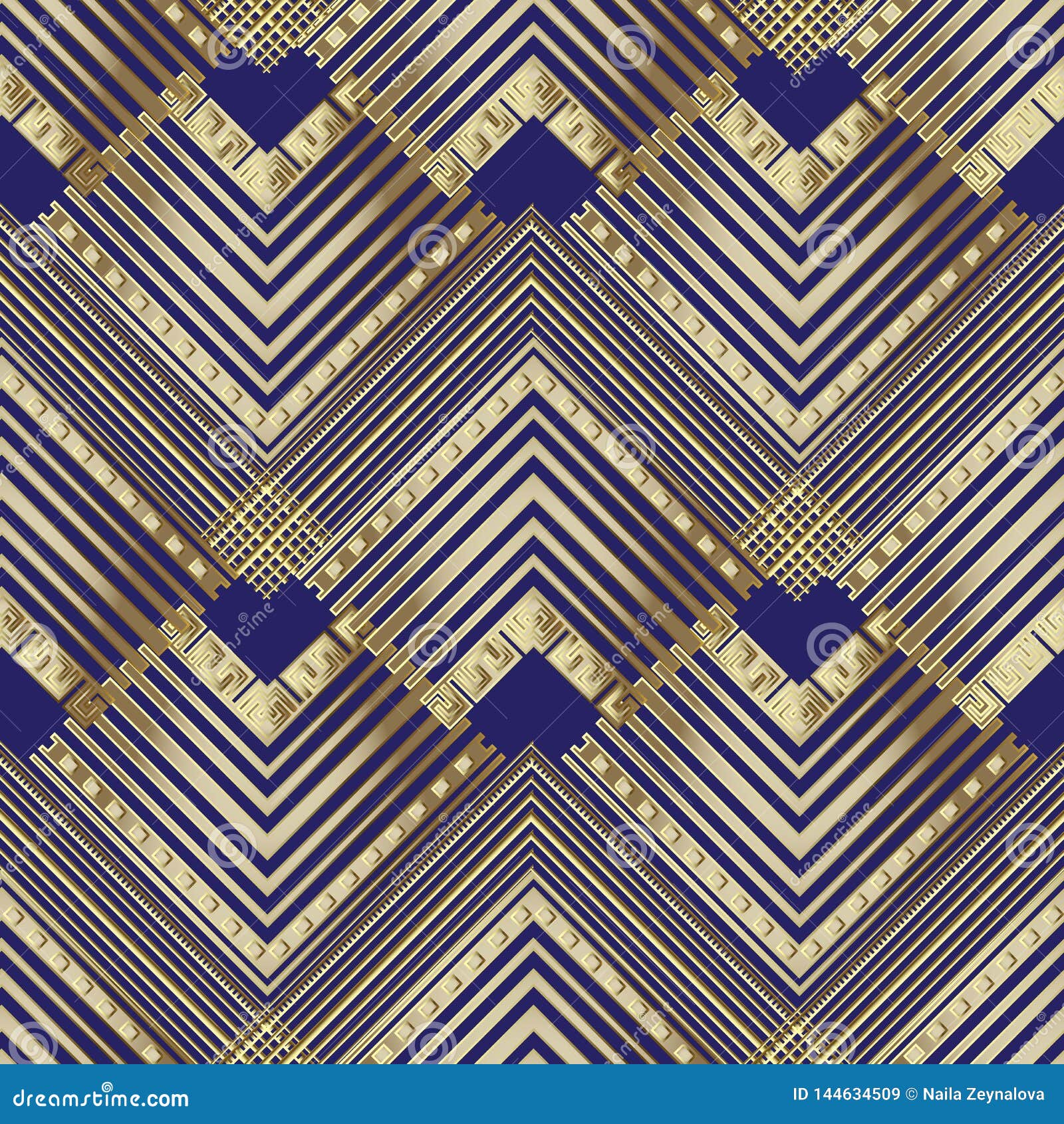 Striped Zigzag Geometric Vector Seamless Pattern. Ornamental Zig Zag