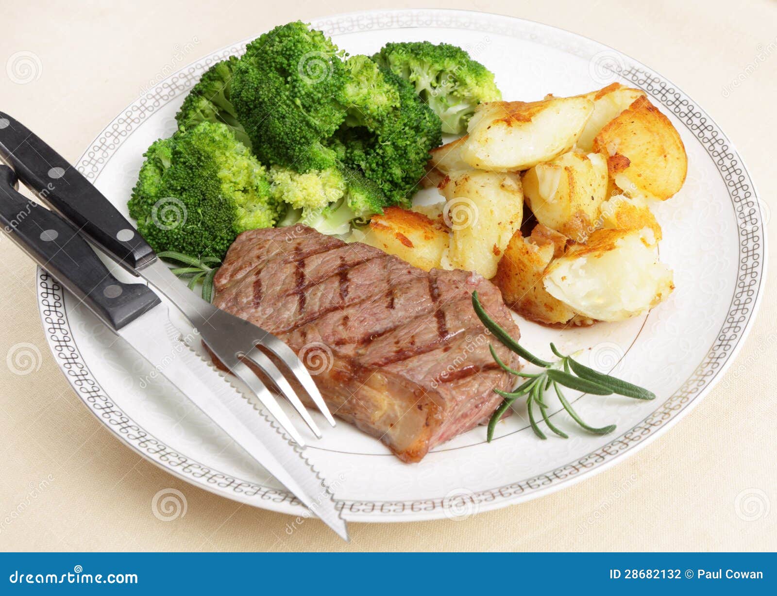 Striploin steak meal stock photo. Image of meal, fork 28682132