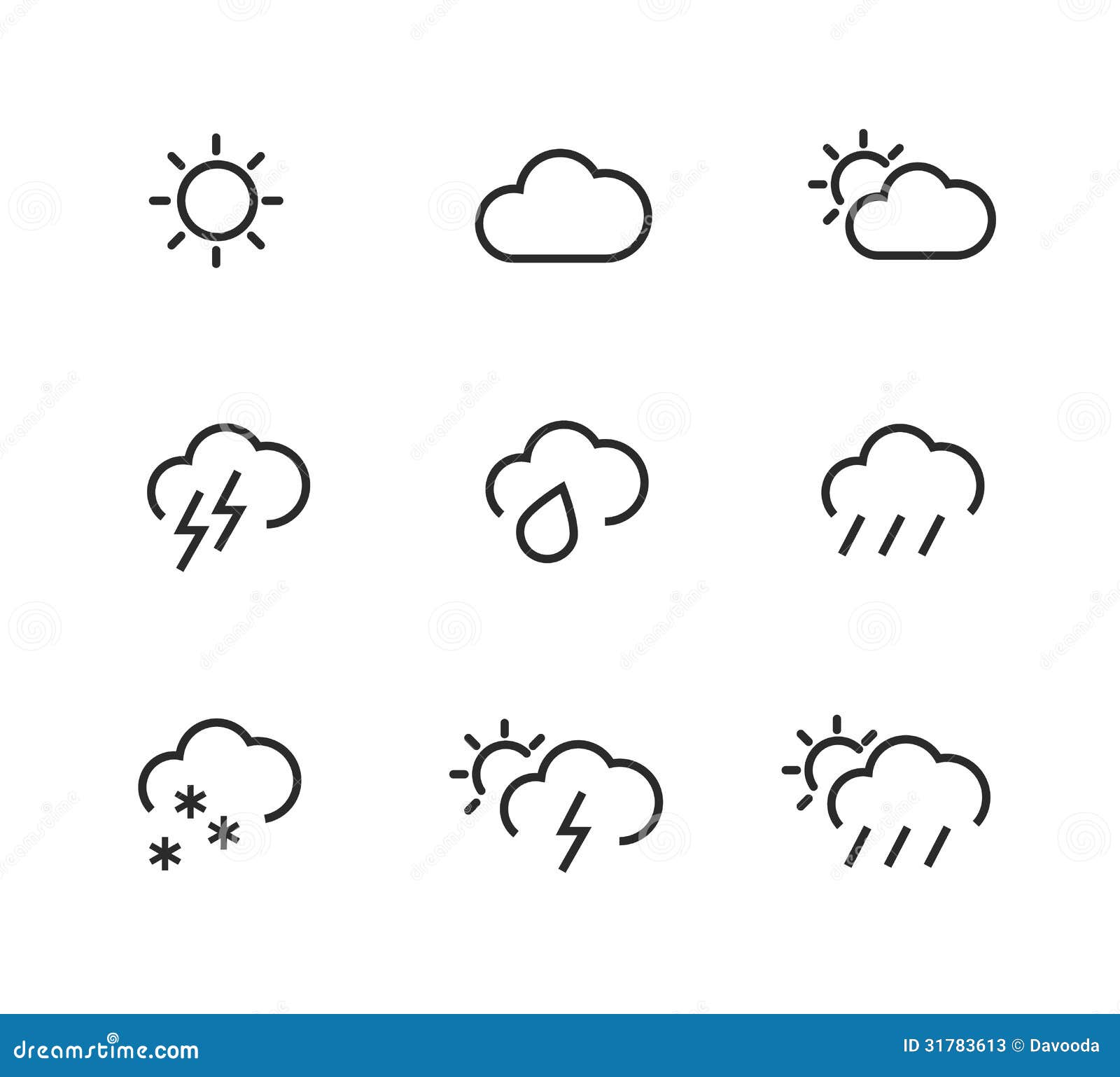 stroked weather icons simple simbols 31783613