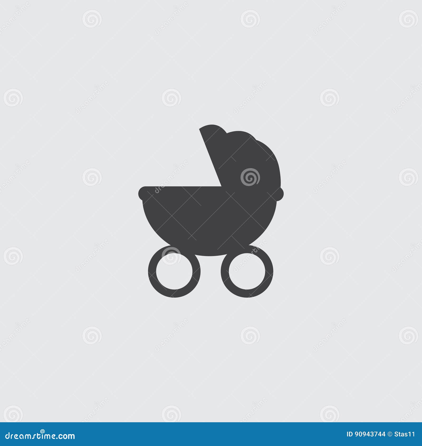 Stroller Icon In A Flat Design In Black Color. Vector Illustration