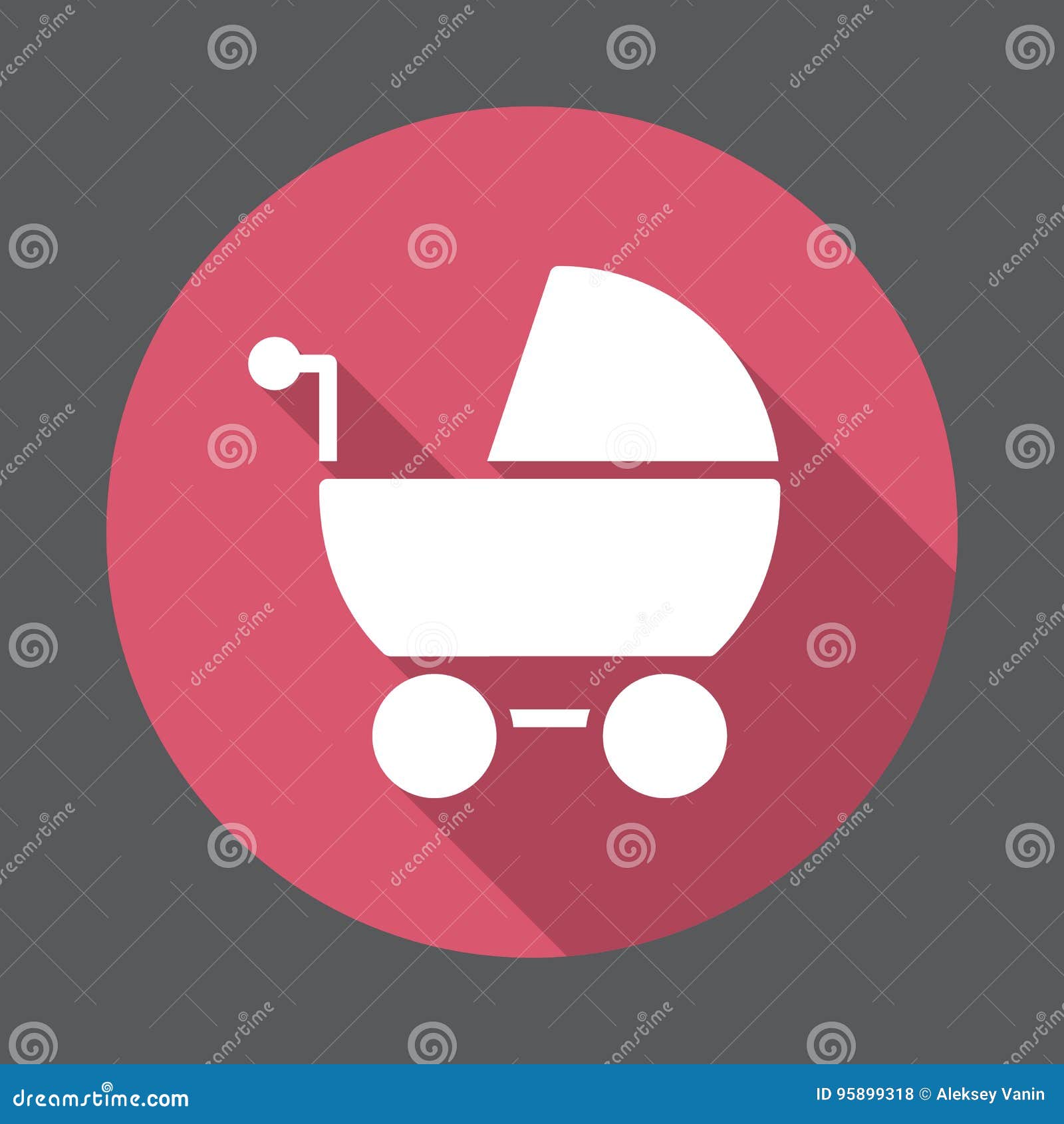 Stroller Pram Flat Icon Round Colorful Button Circular Vector