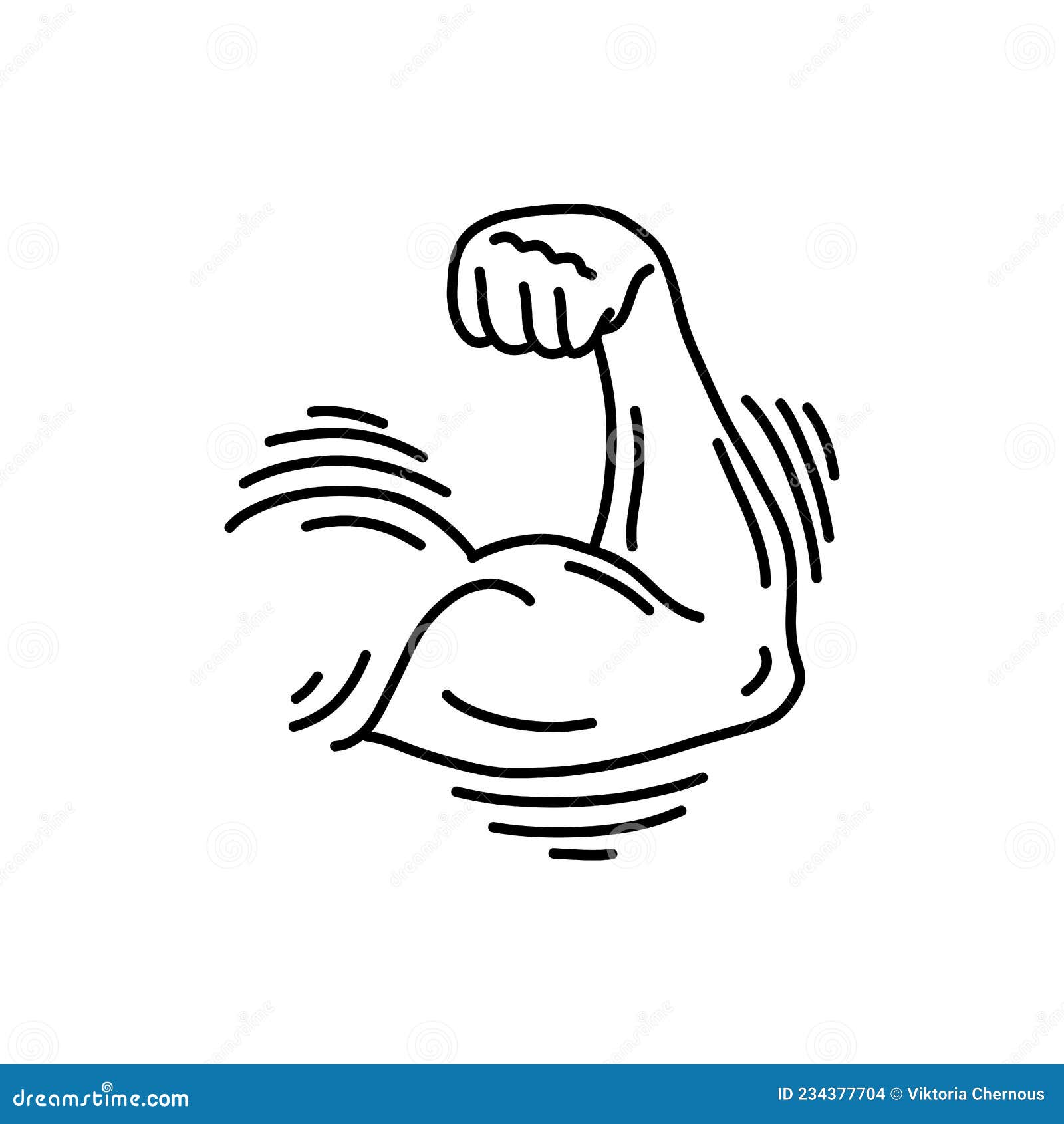 Strong Arm Doodle Icon, Vector Color Line Illustration Stock Vector