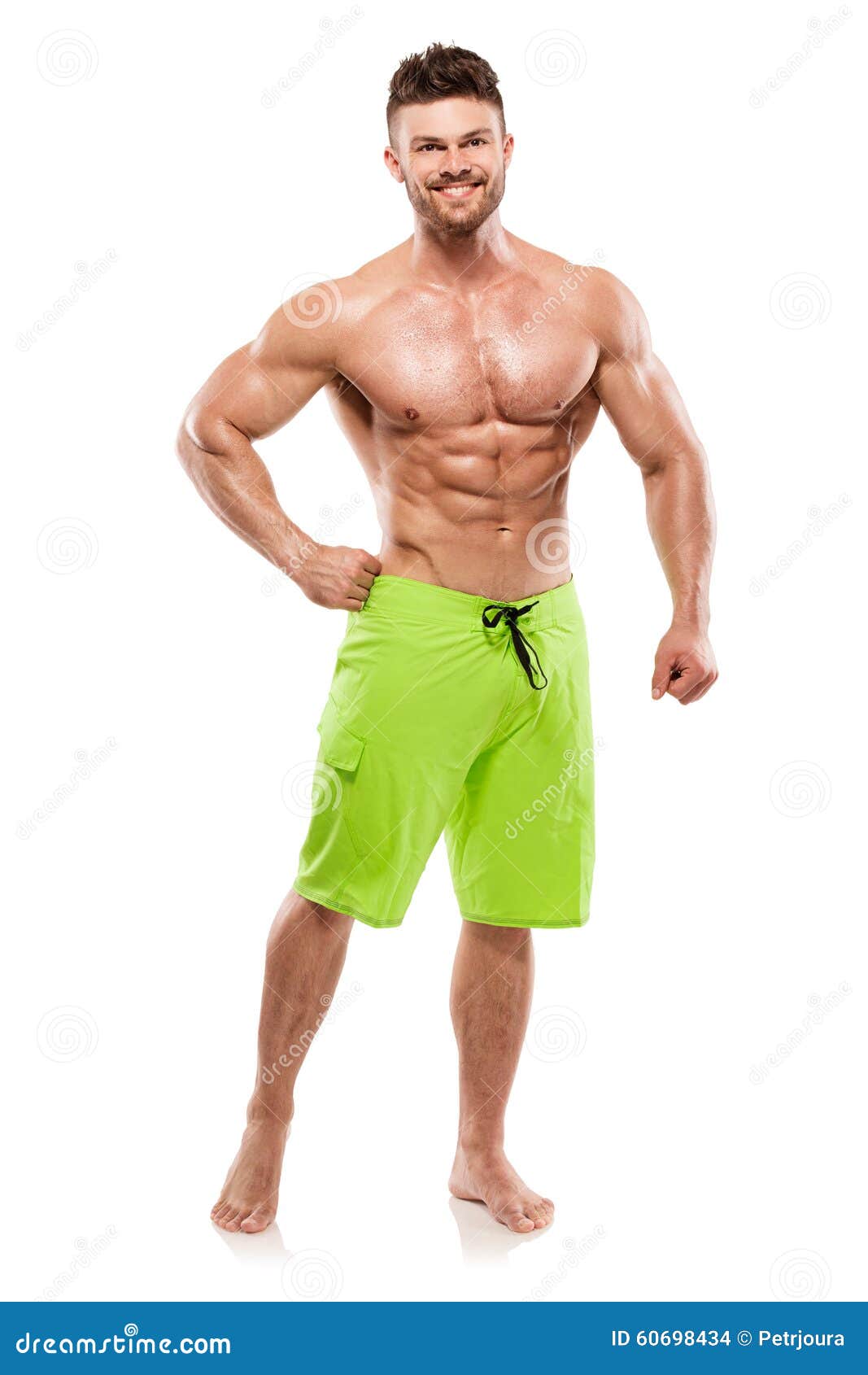 Strong Athletic Man Fitness Model Torso Showing Big 
