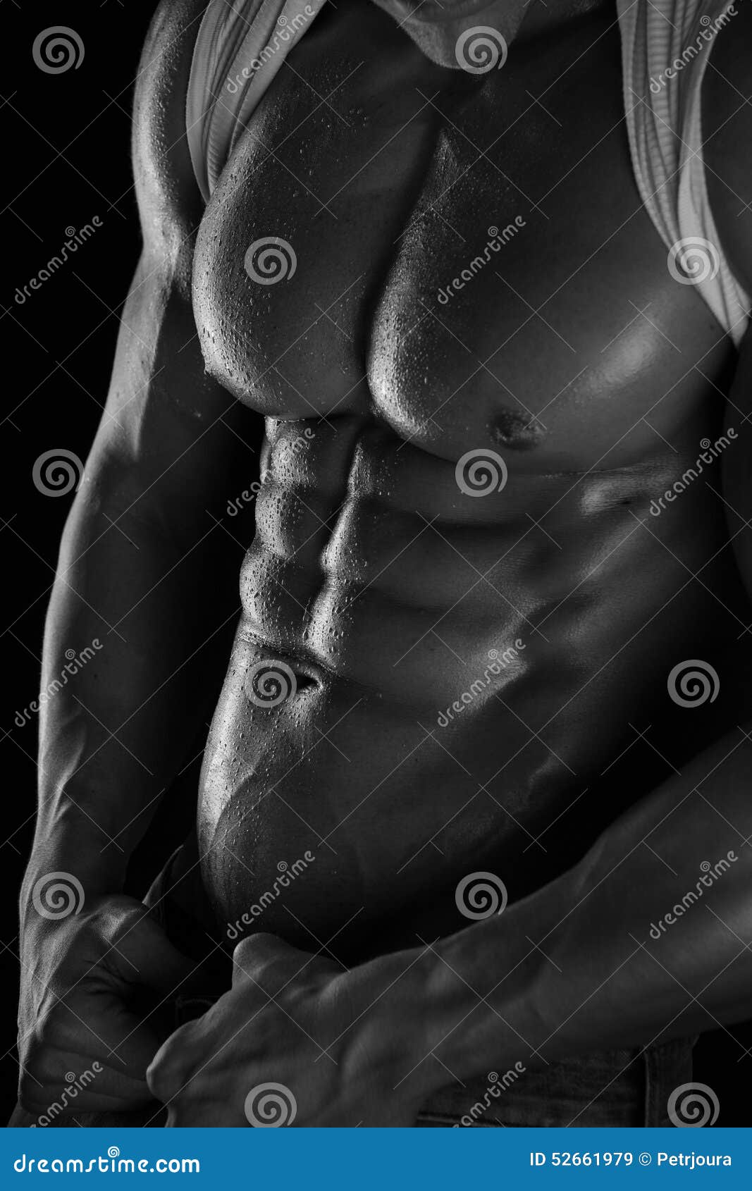 Man With Muscular Bare Torso, Ab, Six Pack, Chest, Belly 