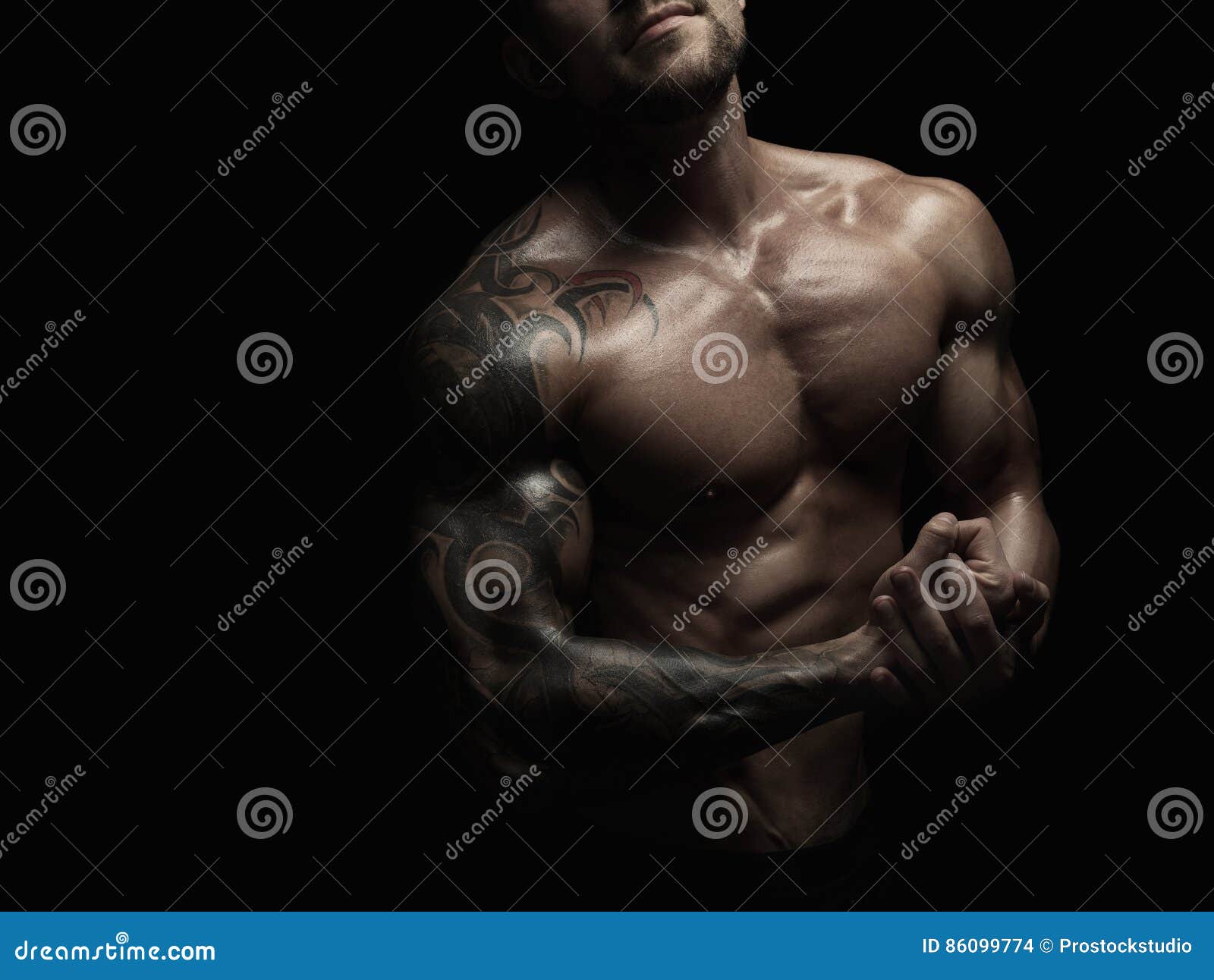 Strong Athletic Man Showes Naked Muscular Body Stock Photo Image Of