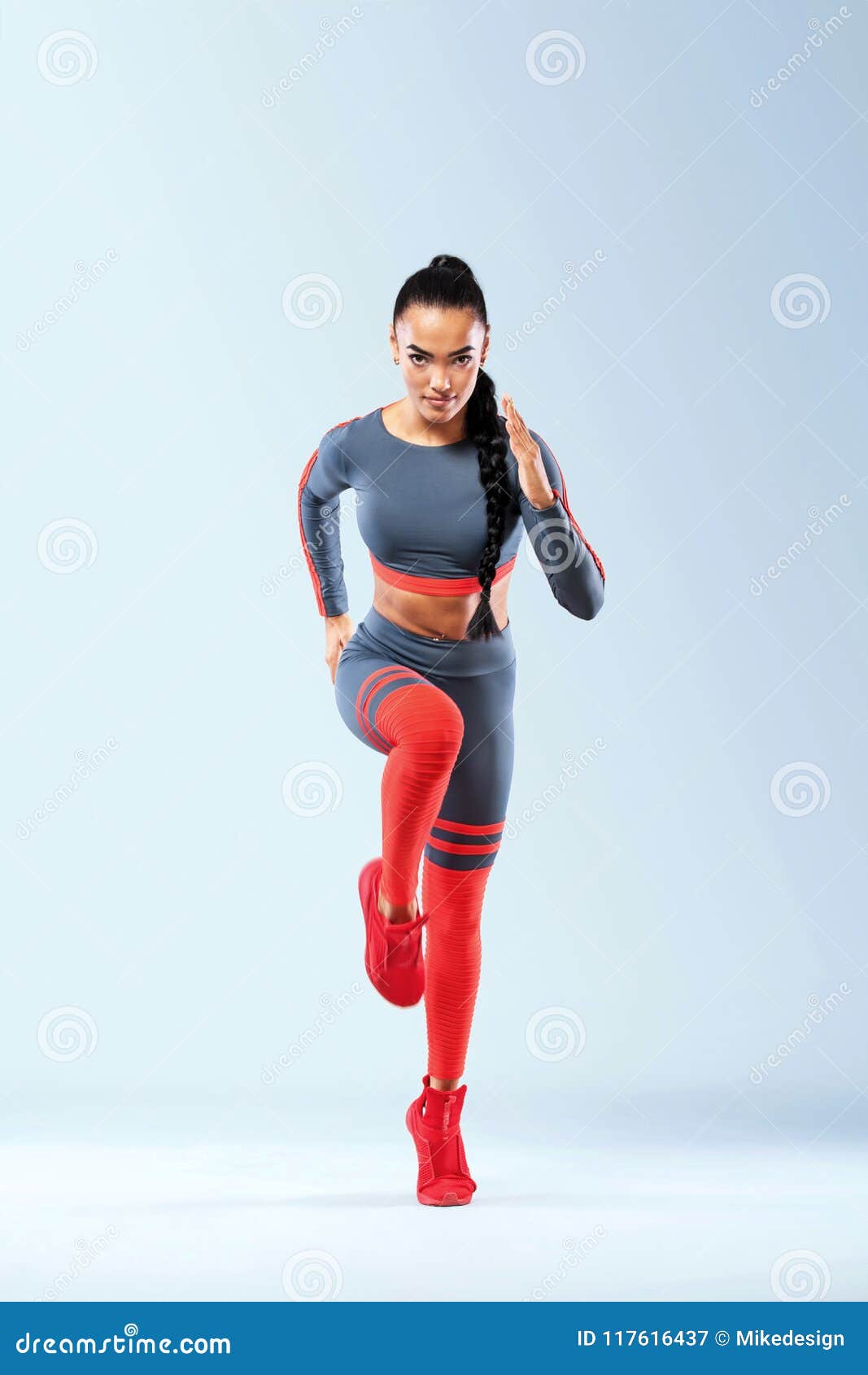 A Strong Athletic, Women Sprinter, Running Wearing in the