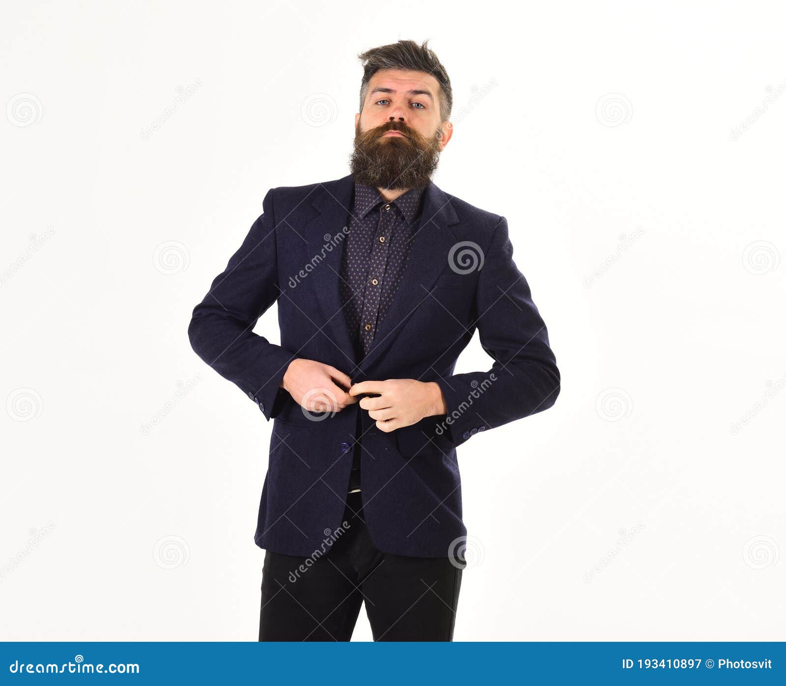 Strong Bearded Man in Classic Suit Gentlemen`s Club. Stock Image ...