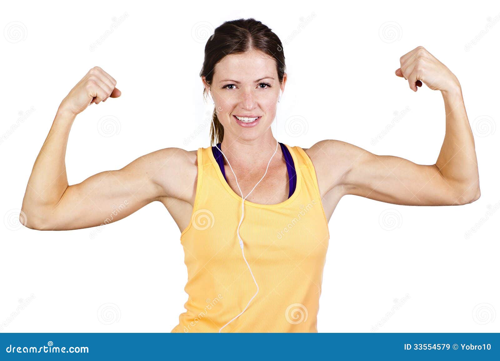 Strong Beautiful Woman Flexing Biceps Stock Image - Image of