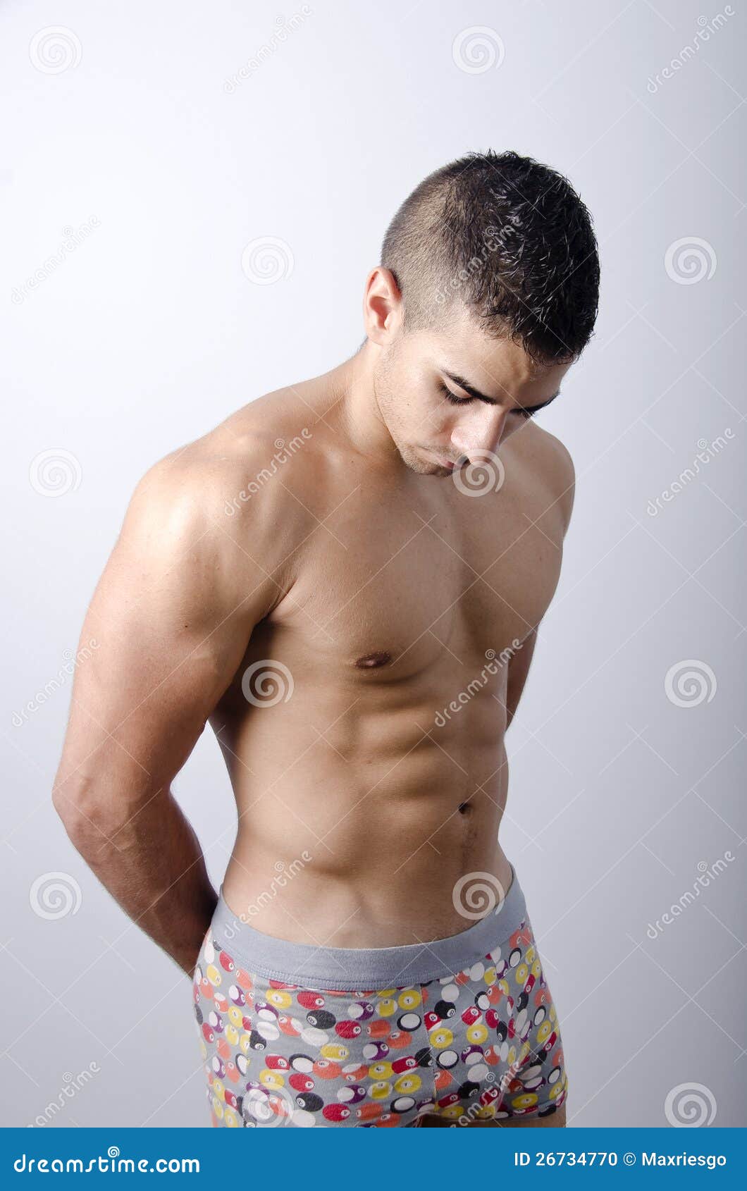 Strong Boy in Underwear, Looking Camera Stock Photo - Image of