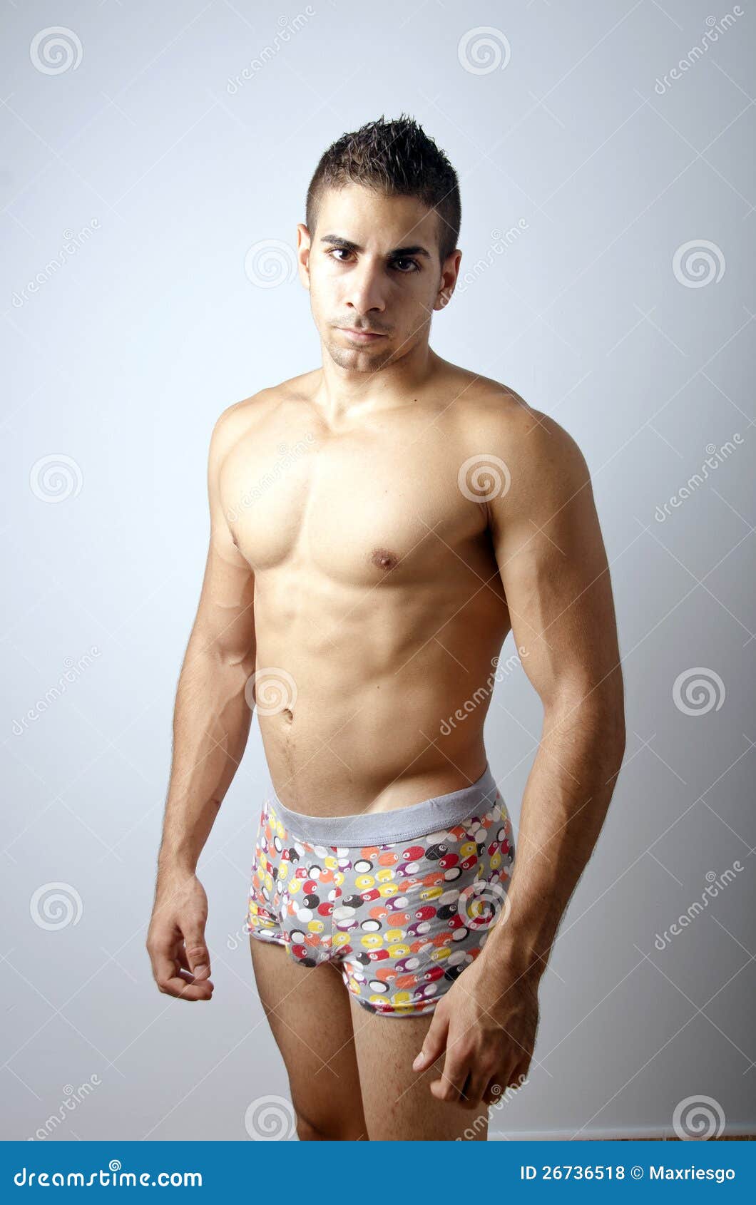 Strong Boy in Underwear, Looking Camera Stock Photo - Image of blue, torso:  26736518