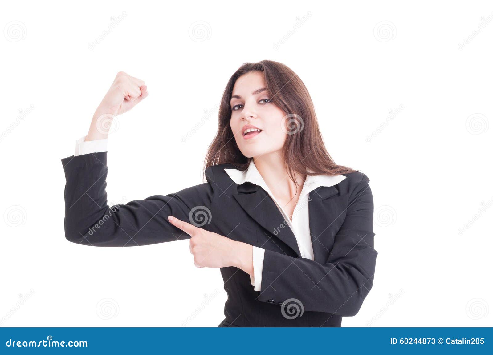 Strong And Confident Business Woman Flexing Arm And ...