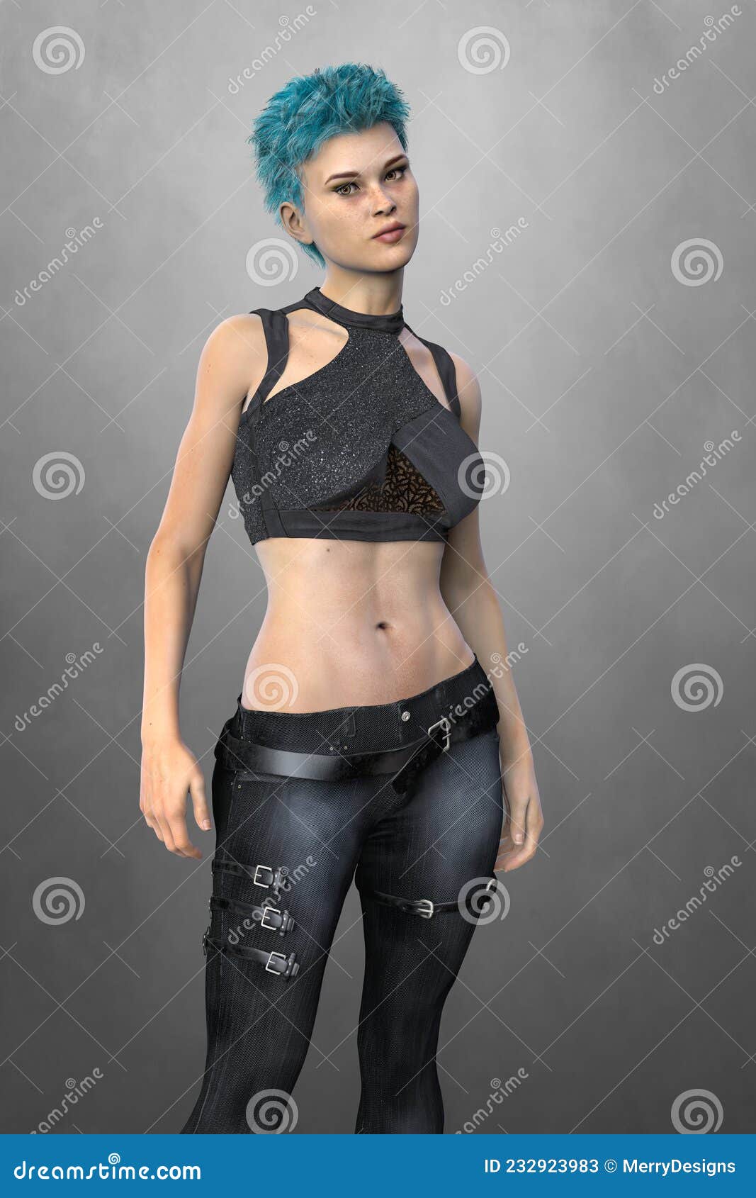 Strong, Confident, Woman Wearing Futuristic Cyberpunk Clothing Stock  Illustration - Illustration of enforcer, fighter: 232923983