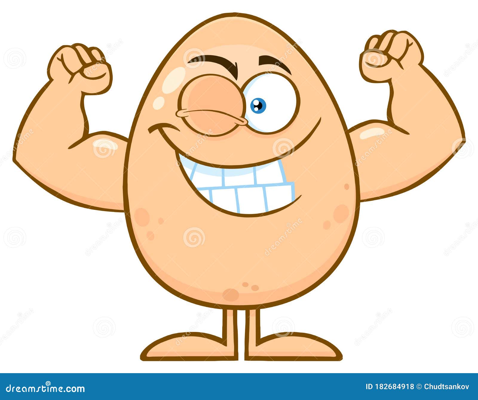 Strong Egg Cartoon Mascot Character Winking and Showing Muscle Arms. Stock  Vector - Illustration of character, celebrate: 182684918