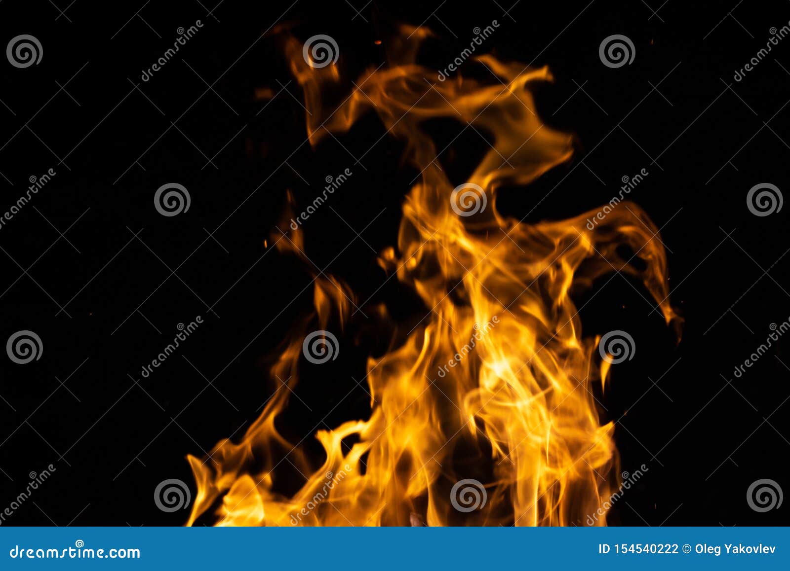 Strong Fire Flames on Black Stock Photo Image of behavior, flammable