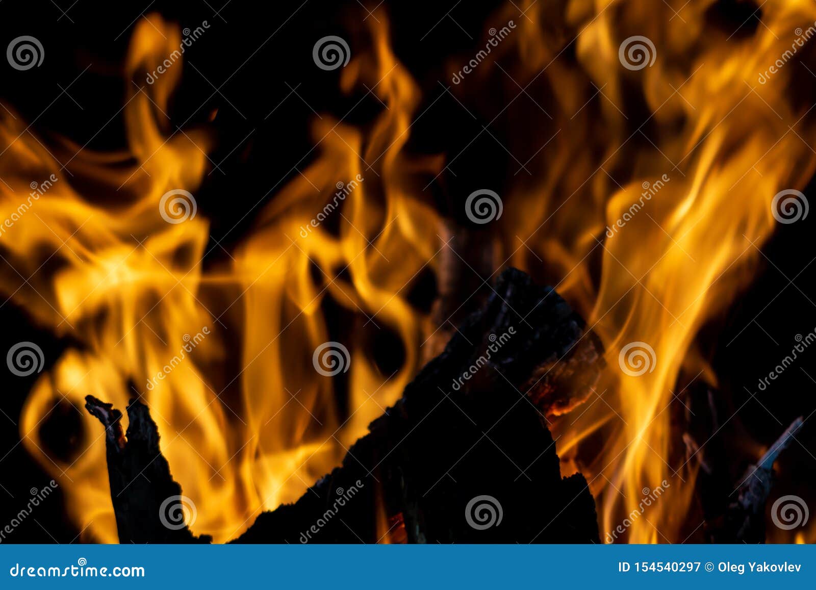 Strong Fire Flames on Black Stock Image Image of energy, flamed