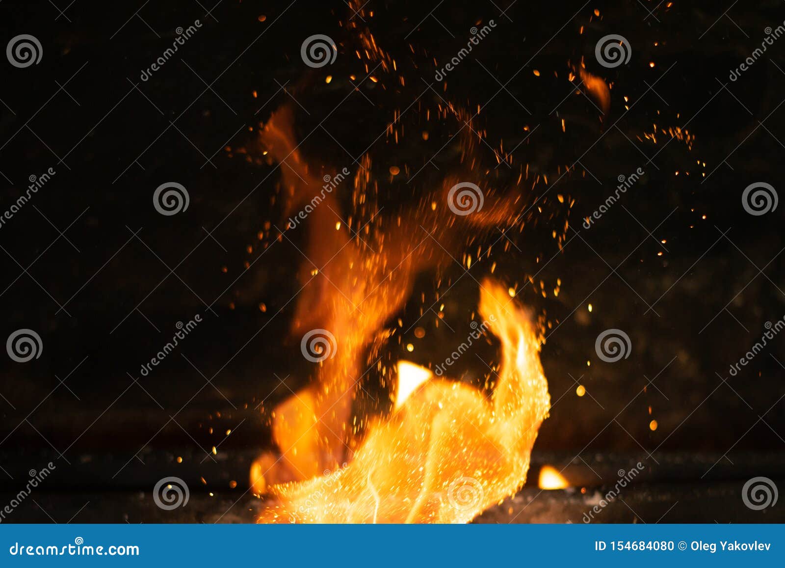 Strong Fire Flames on Black Stock Photo Image of flaming, blazing