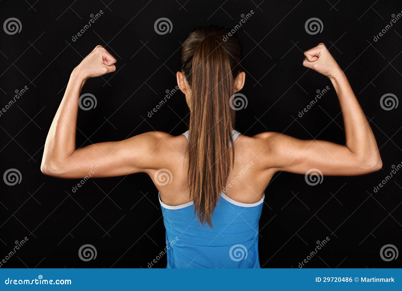 Strong Fitness Woman Showing Back Biceps Muscles Stock Photo - Image of  exercising, bodybuilding: 29720486