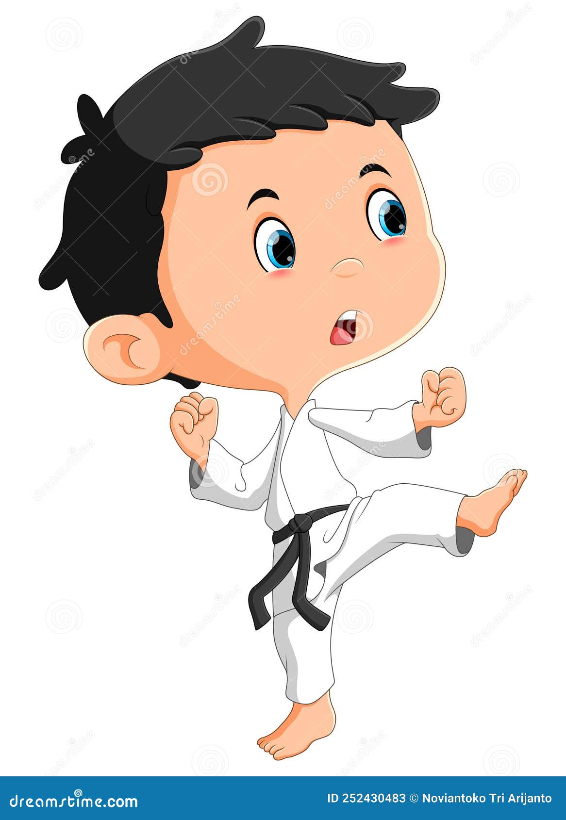 The Strong Karate Boy is Fighting in the Kicking the Opponent Stock