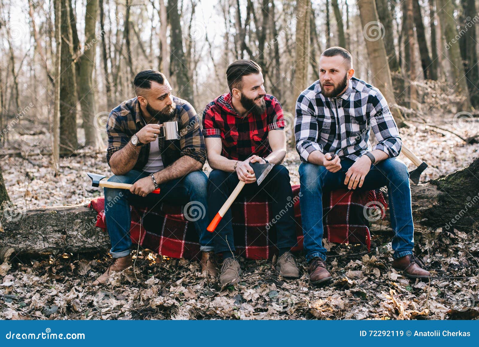 Strong Lumberjack Chopping Wood Stock Image Image of casual, nature