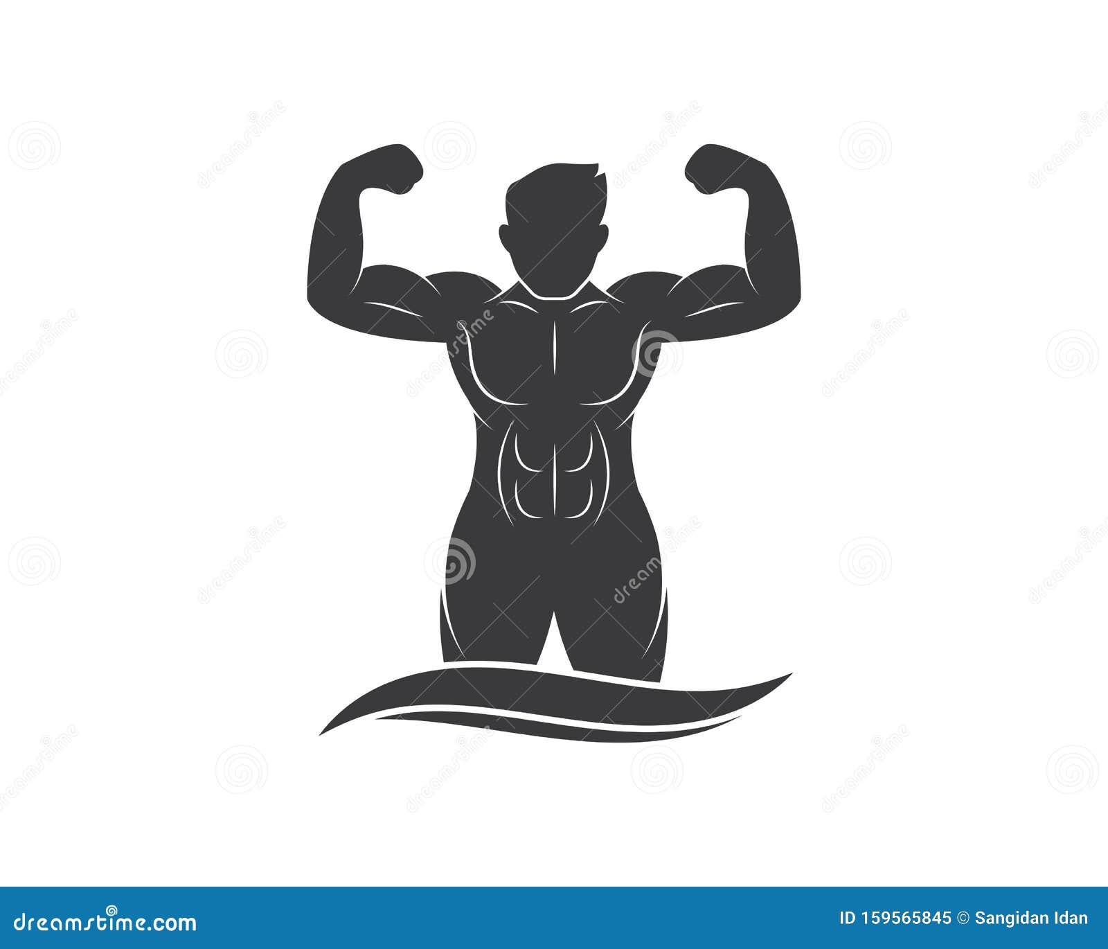 Strong Man Icon of Bodybuilder Fitness Gym Logo Badge Vector ...