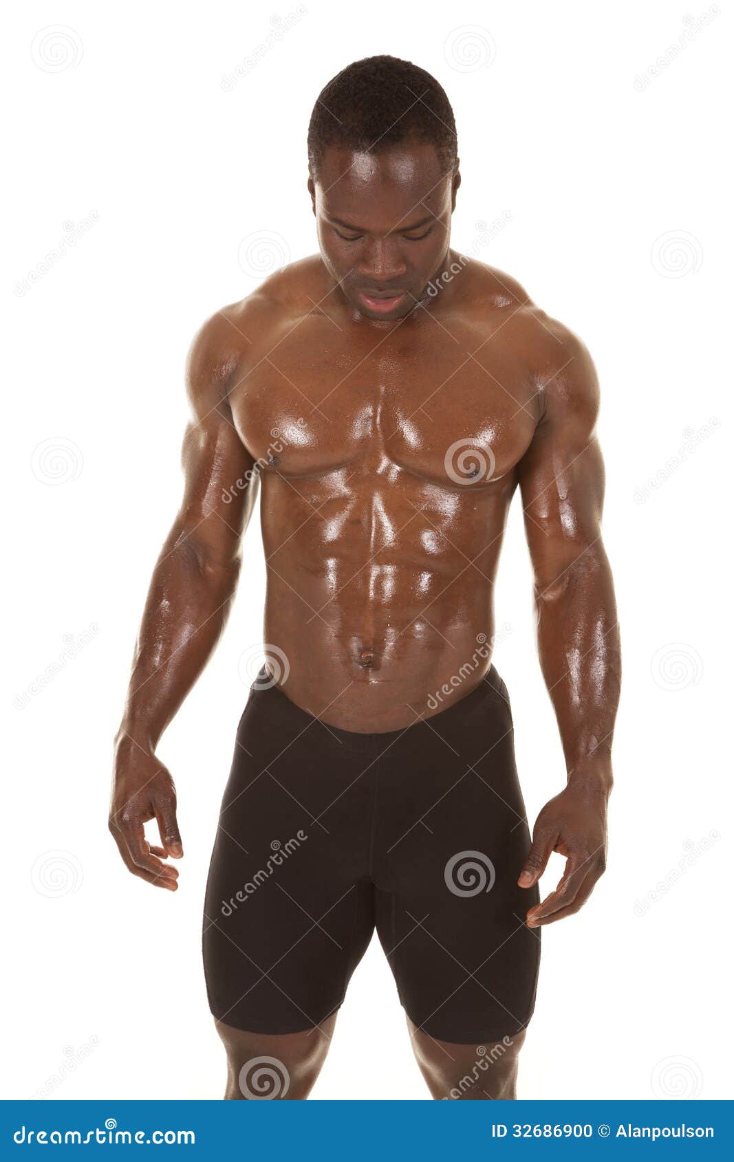 Strong man look down sweat stock photo. Image of fitness - 32686900