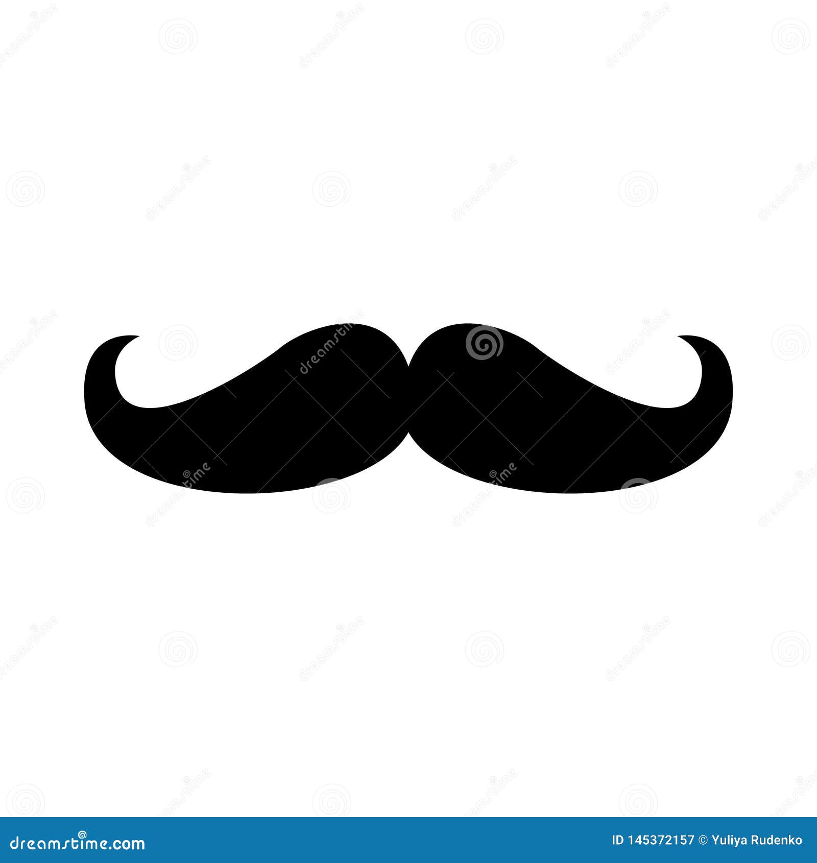 Flat Moustache Icon For Presentations Isolated On White Vector