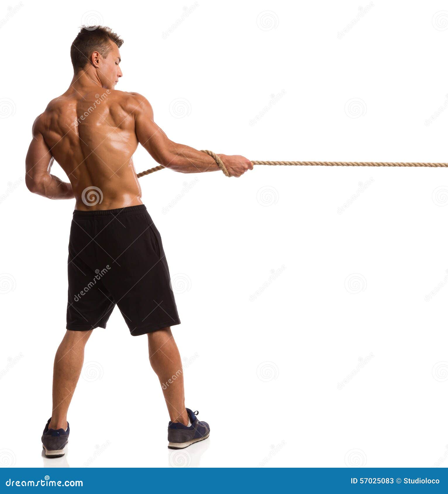 Strong Man Pulling a Rope stock image. Image of length - 57025083