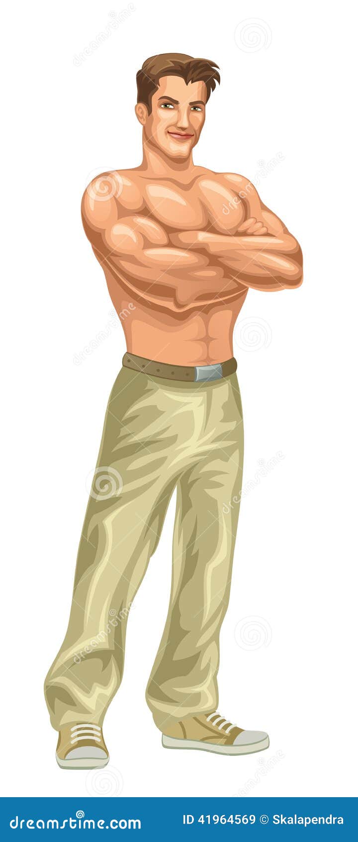 strong man body cartoon