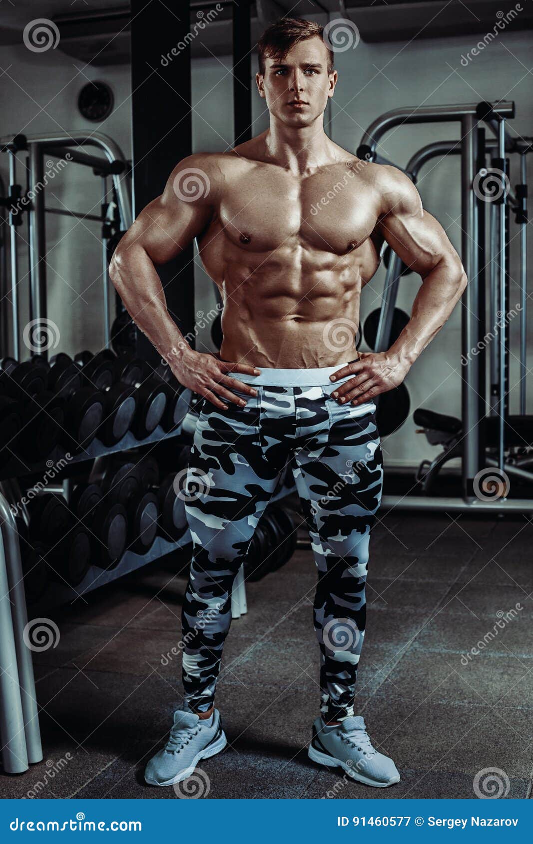 Strong Muscular Bodybuilder Doing Exercise in the Gym. Part of Fitness Body  Stock Image - Image of equipment, active: 91460577