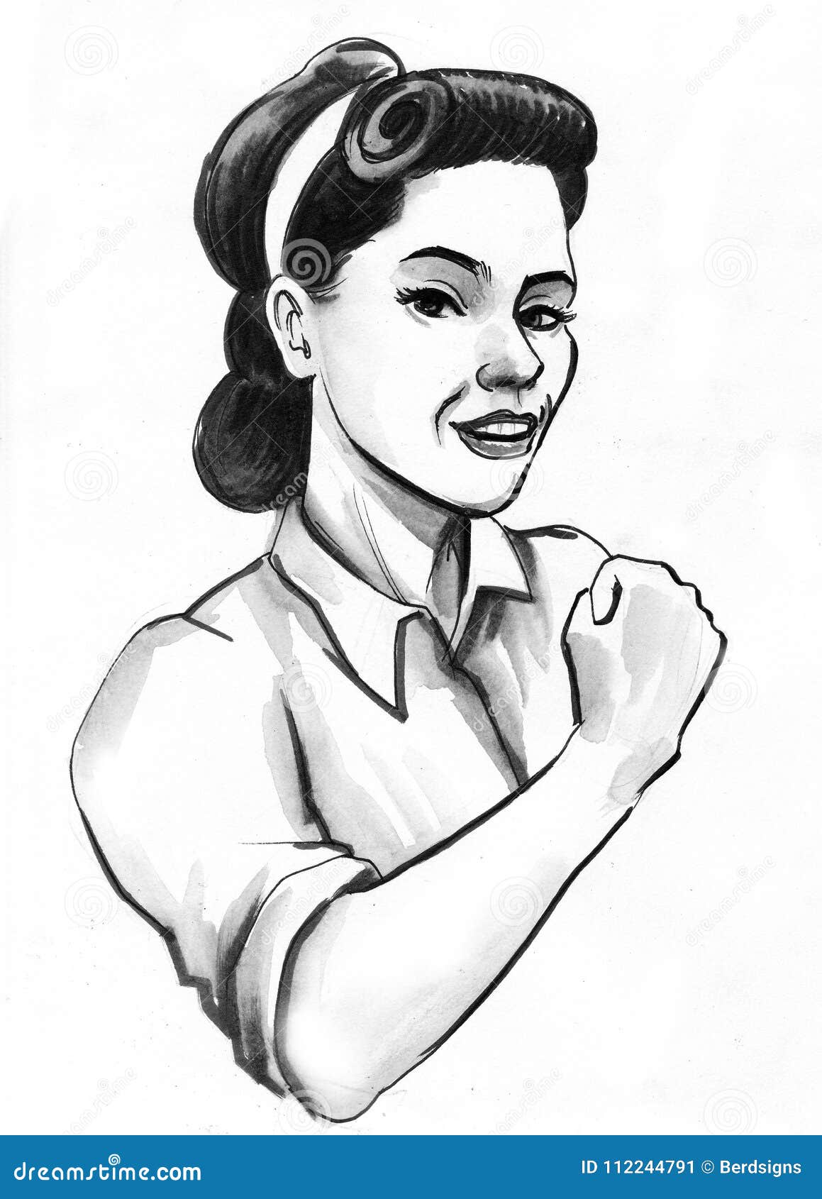 Strong pinup woman stock illustration. Illustration of character