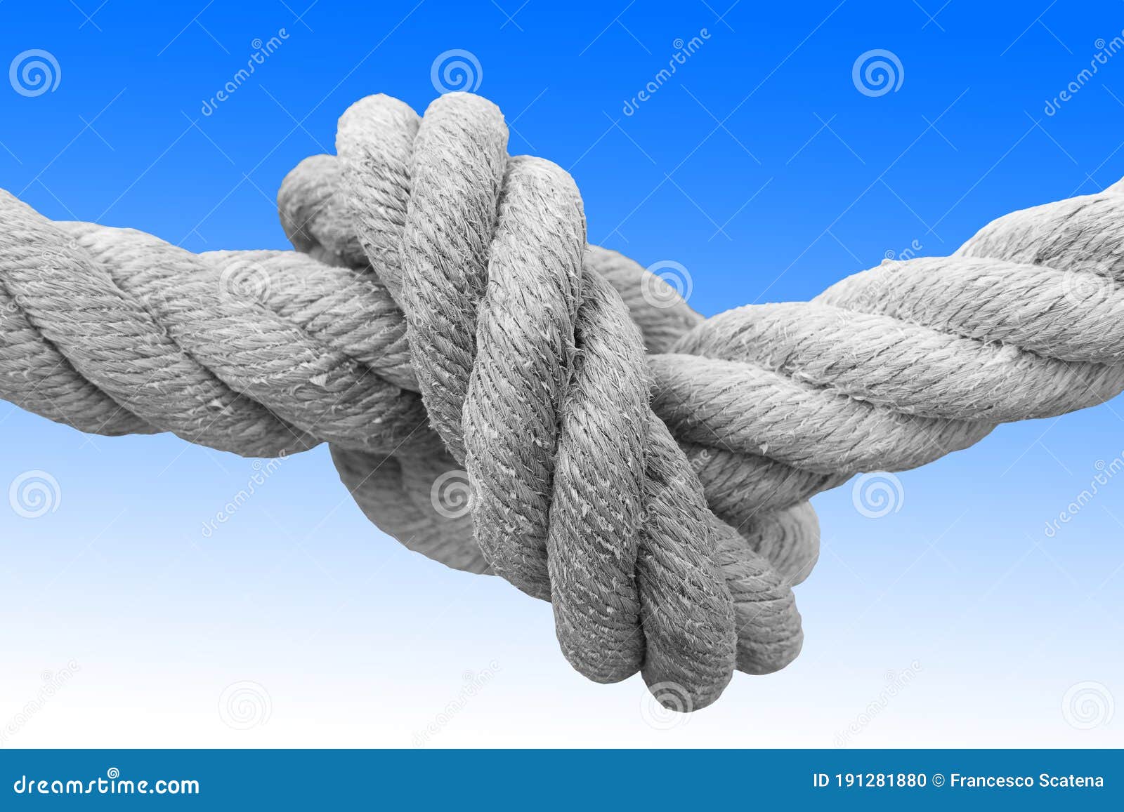 Strong Rope with Single Knot - Concept Image Against a Blue and White  Background Stock Photo - Image of blue, hitch: 191281880