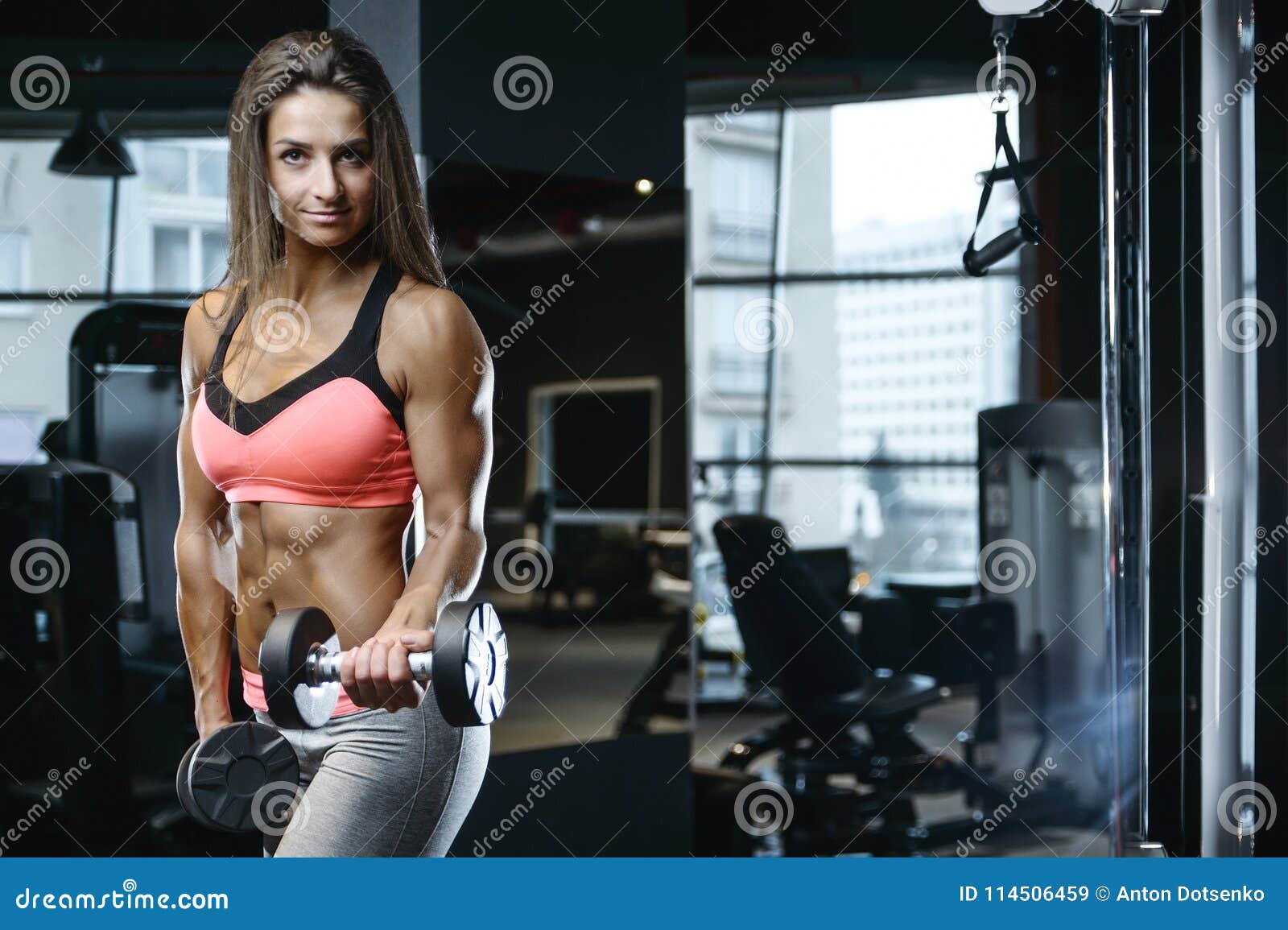 Young Fitness Girl Workout with Trainer in the Gym, Woman with Perfect Muscular Body Stock Photo - Image of loss, legs: 98787830