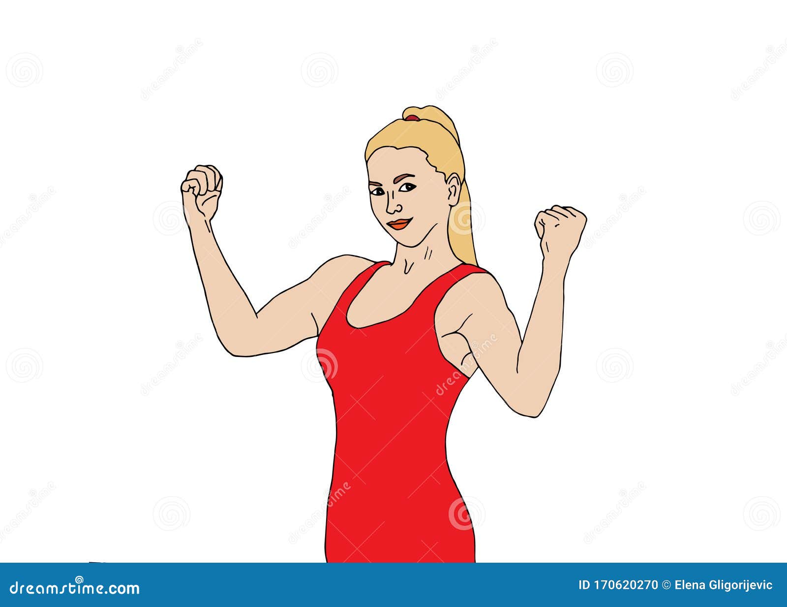 Strong Woman. Feminism, Sport, Fitness. Hand Drawn Isolated on White ...